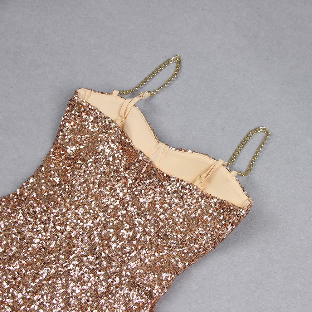 Women Sequin Strapless Off-shoulder Strapless Bodycon Dress 9