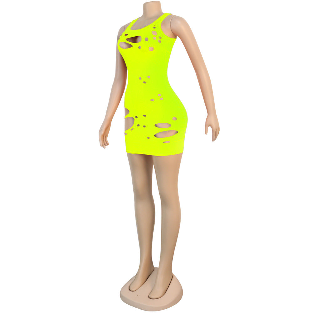 Women sexy ripped sleeveless dress 18