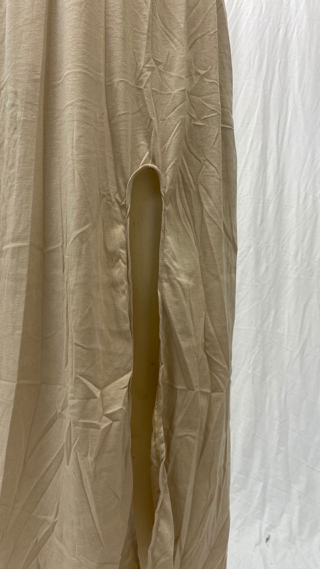 Summer Women's Trendy Retro Round Neck Sleeveless Slit Solid Color Casual Dress 17