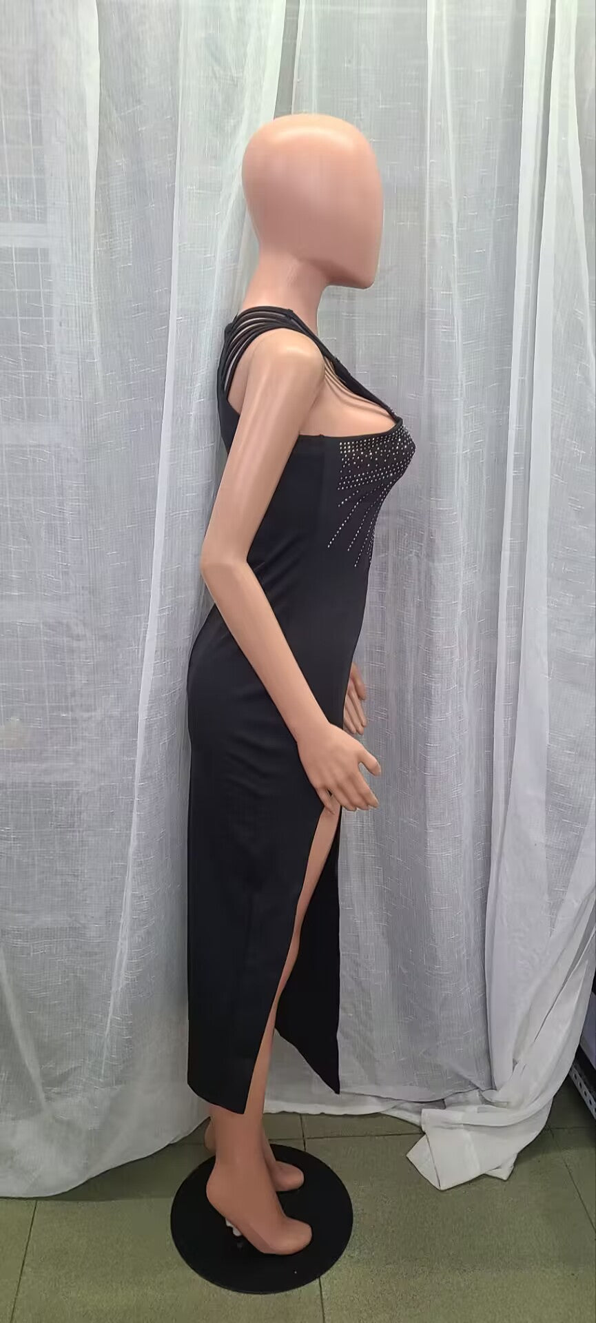 Women Beaded Slit Bodycon Dress 13