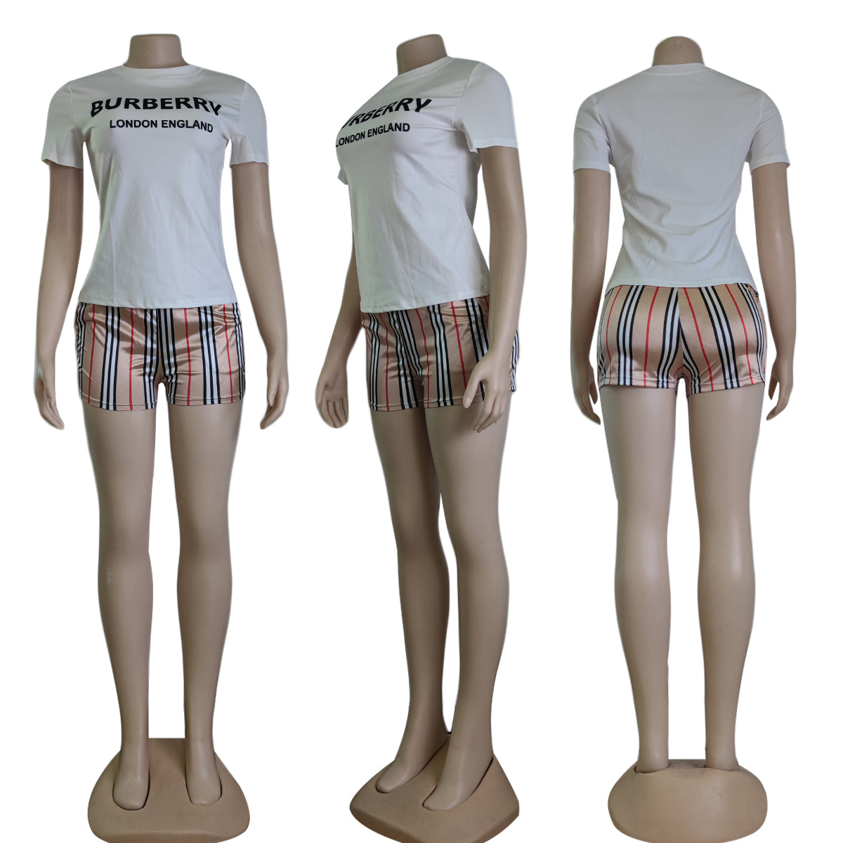 Fashion Letter Printed Short Sleeve Casual two piece shorts set