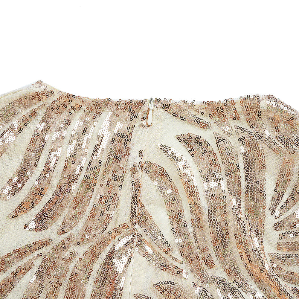 Plus-size African Women sequined lace long-sleeved V-neck elegant maxi dress 17