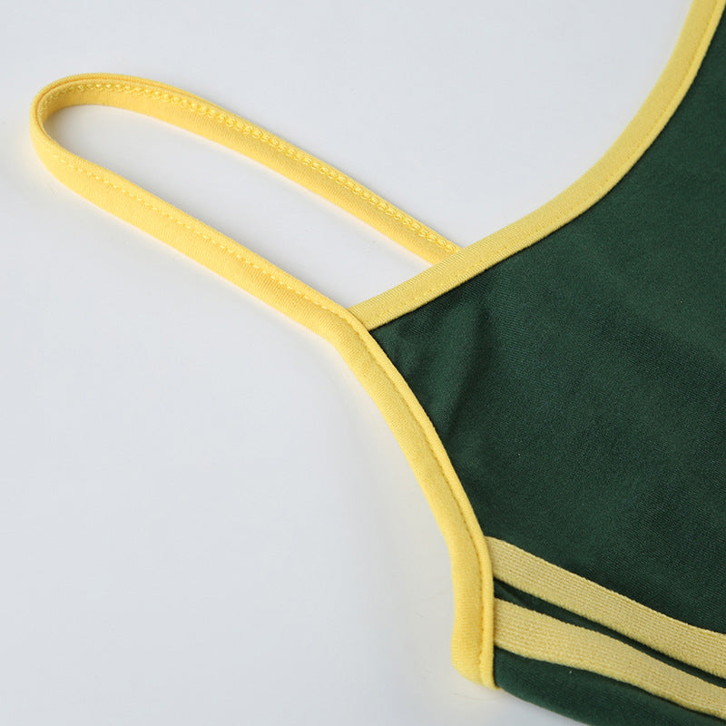 Women Summer American Sports Casual Digital Stripe Contrast Dress 16