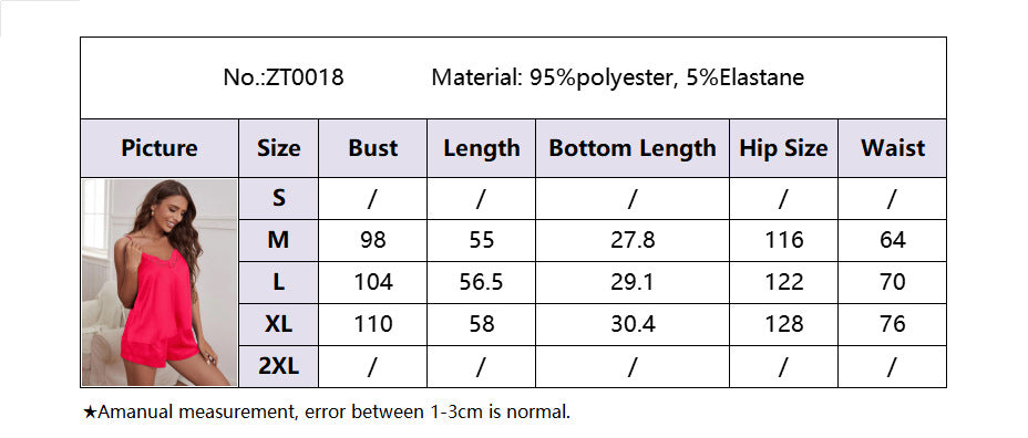 Women summer Satin suspenders Top and shorts home wear two-piece set 21