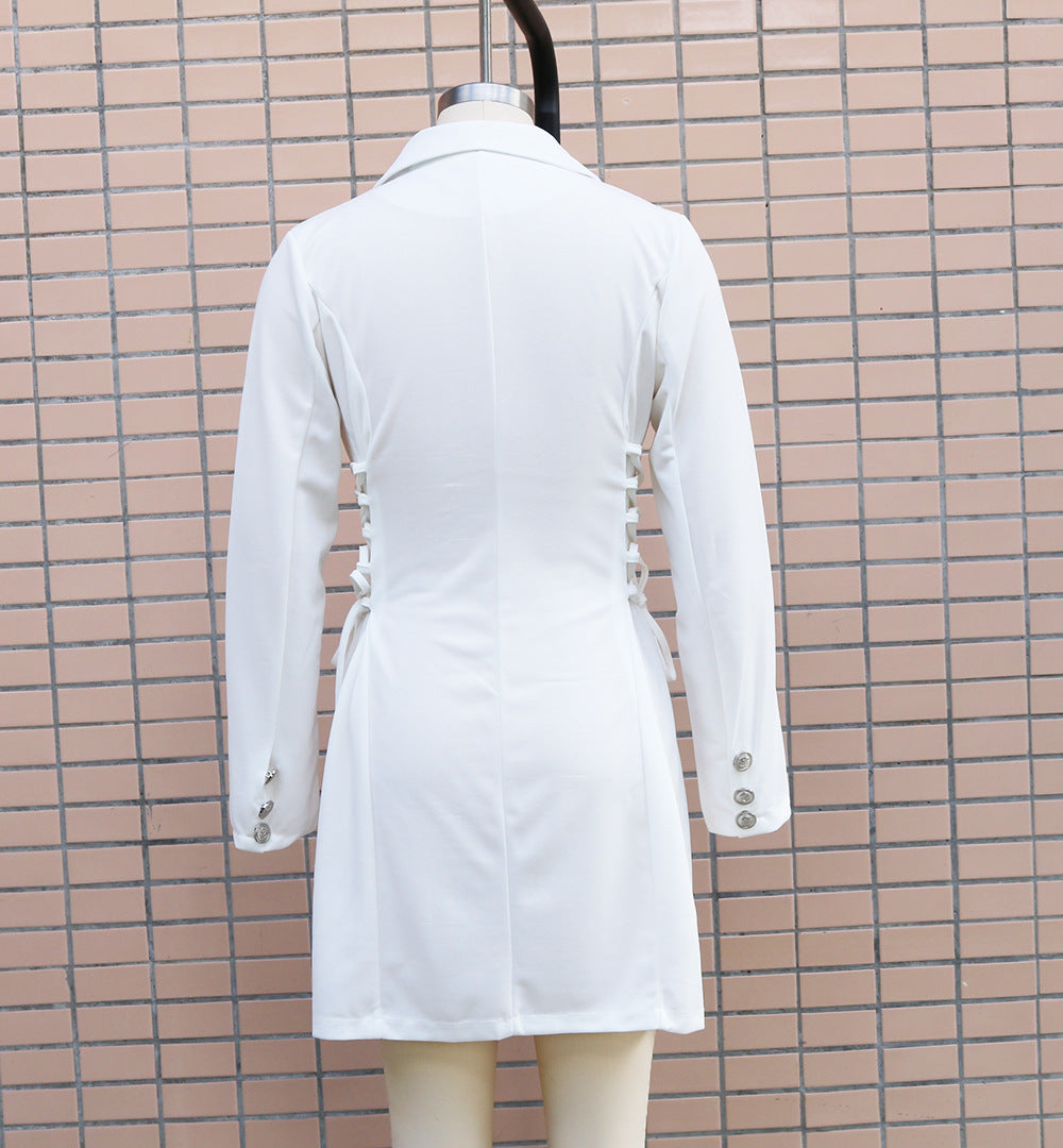 Autumn And Winter Slim Long Sleeve Career Dress Double Breasted Slim Waist Chic Blazer Dress For Women 13