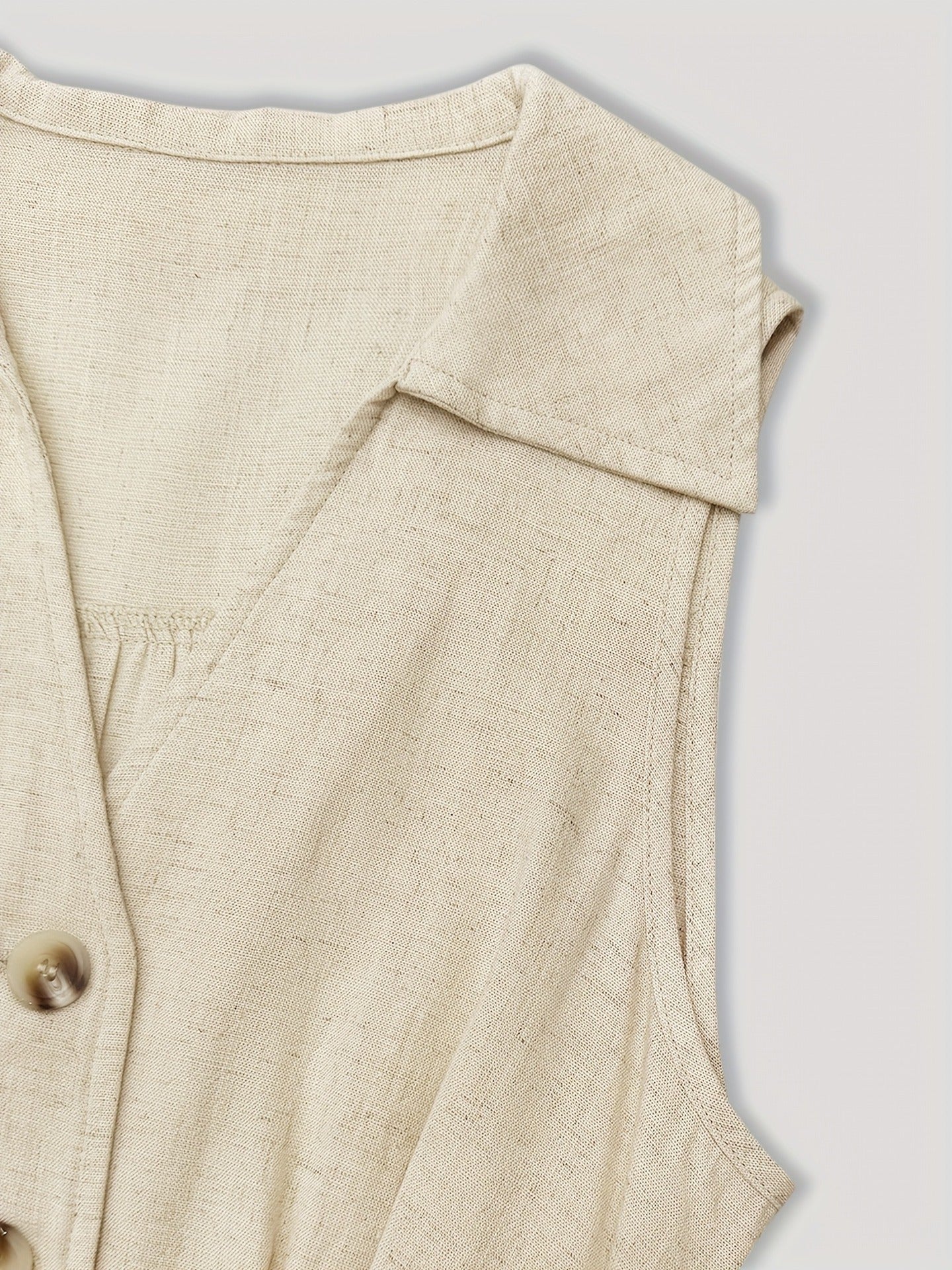 Women V-neck Sleeveless Belt Shirt Dress 5