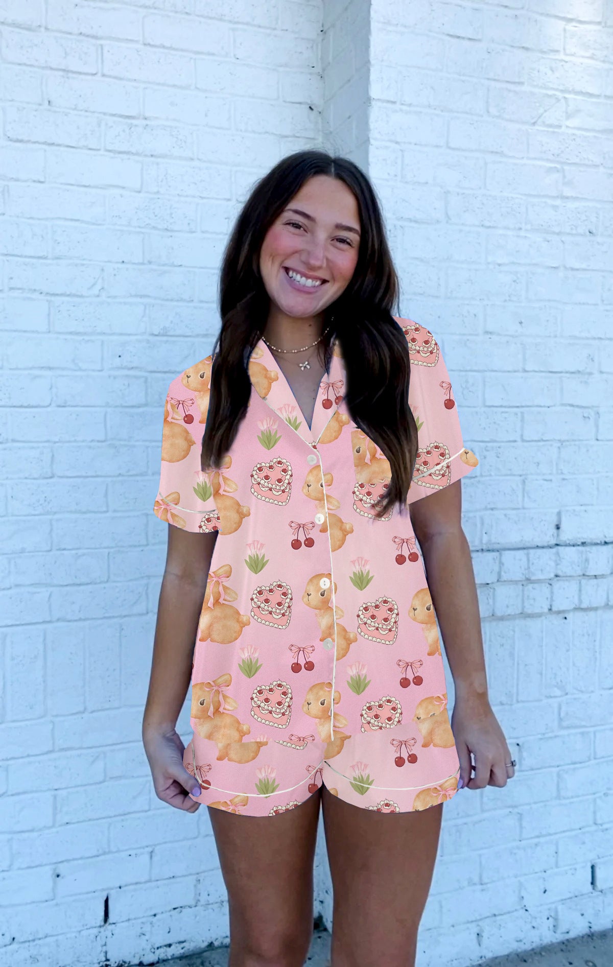 Summer Monkey Print Home Clothes Adult Women's Pajamas Set 9