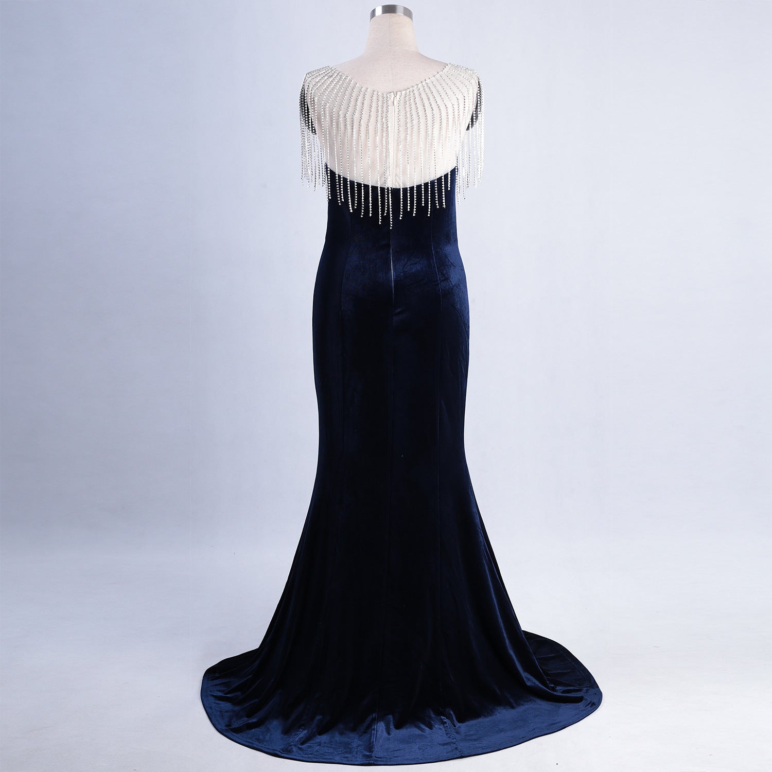 diamond chain velvet evening dress Formal Party long slim and elegant mermaid Prom Dress 25