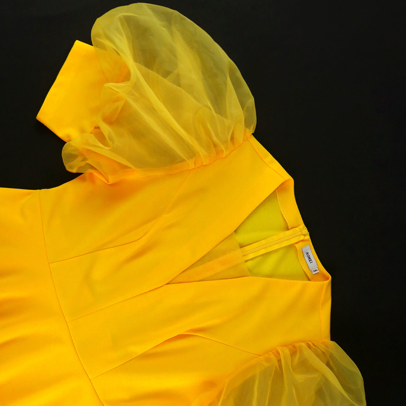 Women puff sleeve cascading ruffles dress 5