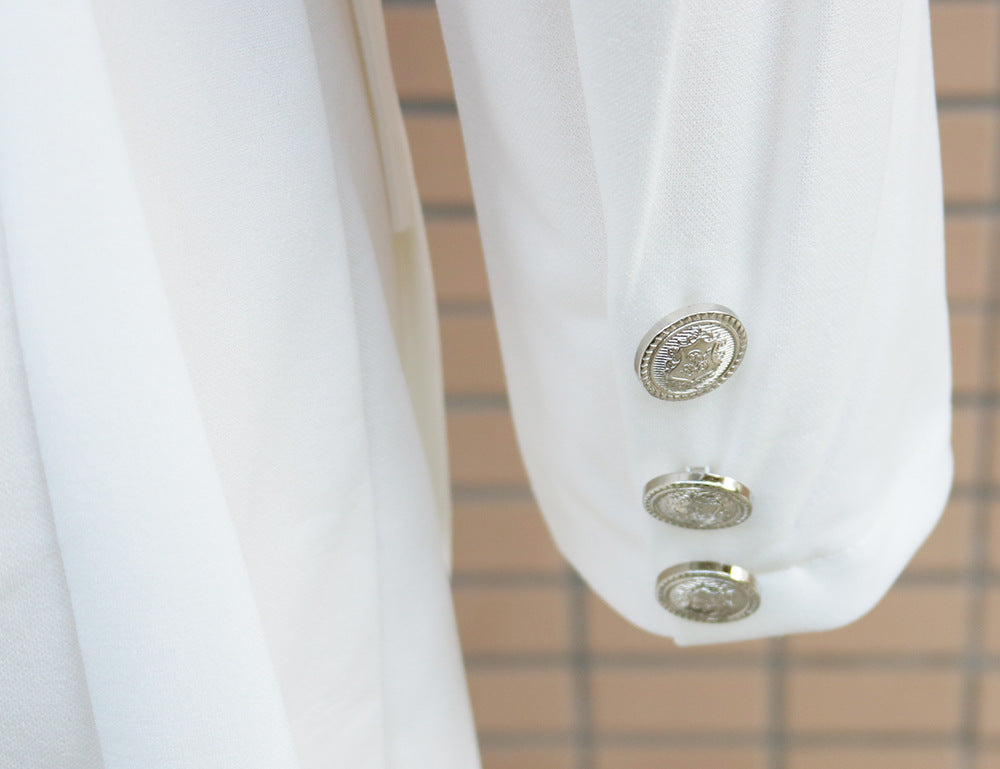 Autumn And Winter Slim Long Sleeve Career Dress Double Breasted Slim Waist Chic Blazer Dress For Women 15