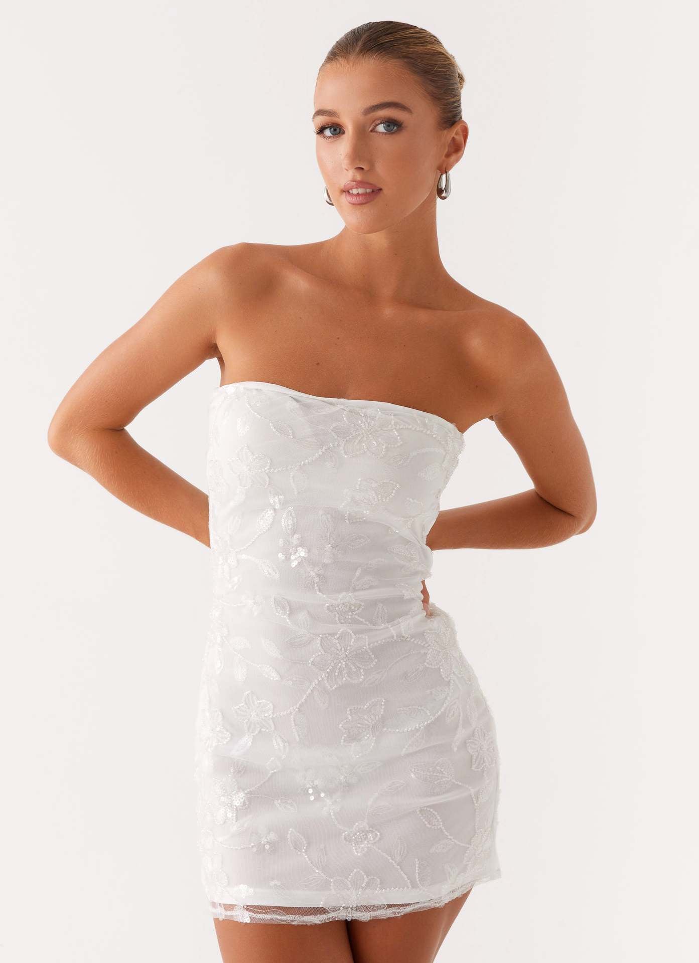 Women's Summer Strapless Sequin Bodycon Short Dress 19