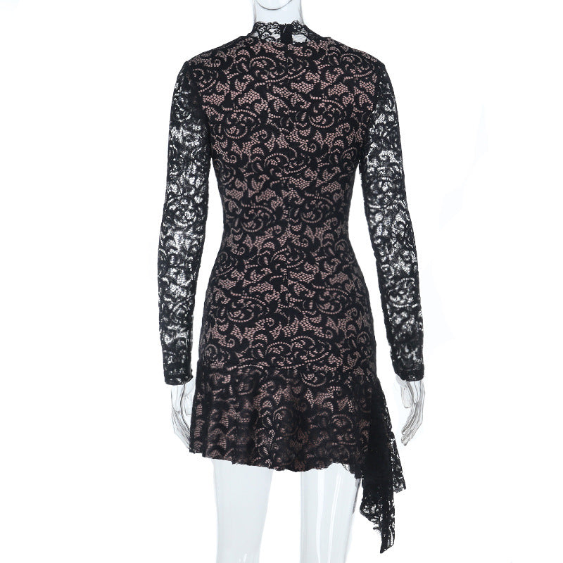 Women Fall Sexy Lace Long-Sleeved Bodycon Dress 8