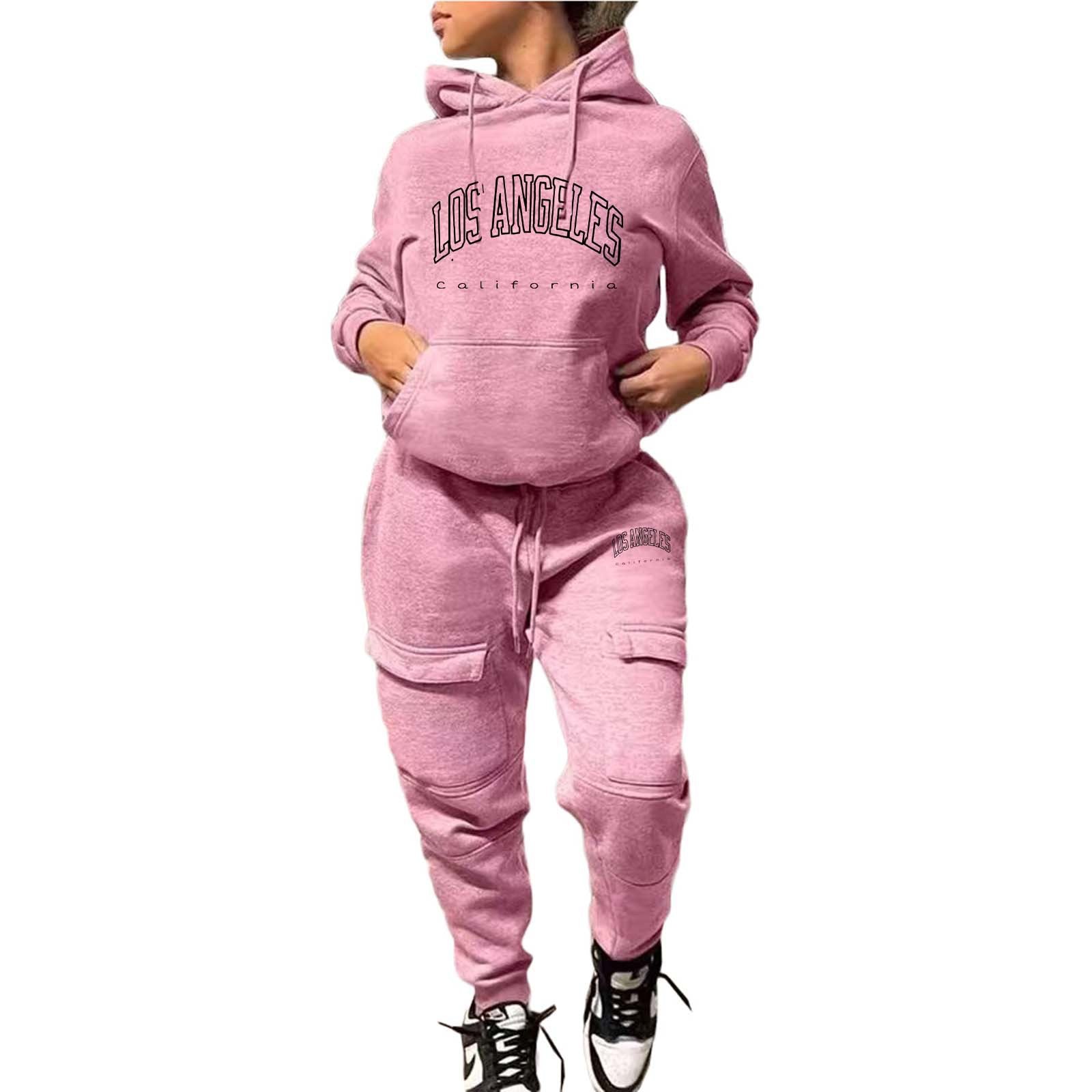 Women's Fashion Casual Hoodies Sweatpants Two Piece Sports Tracksuit 10