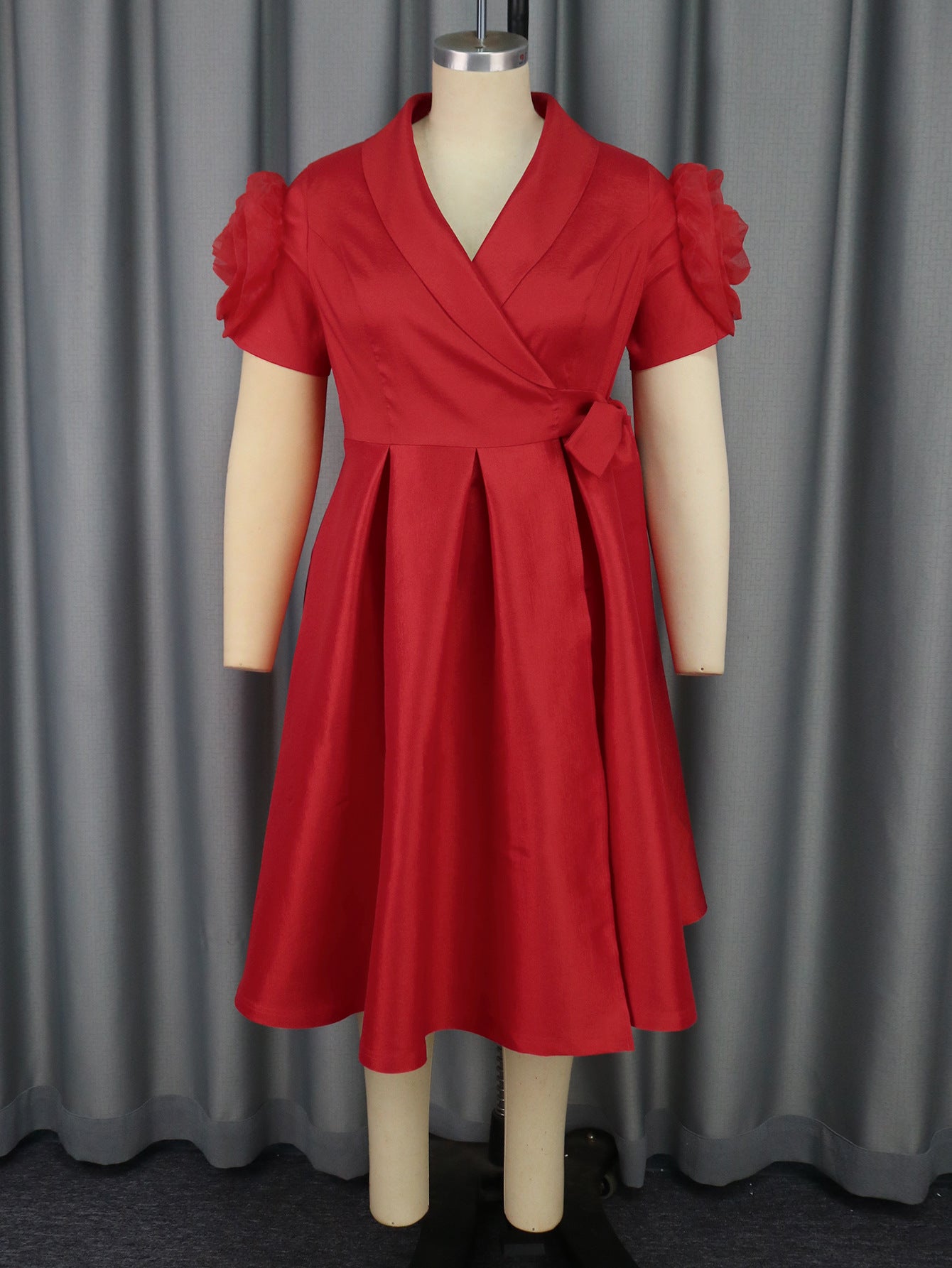 Women Formal Party Flower Sleeve Party Solid Dress