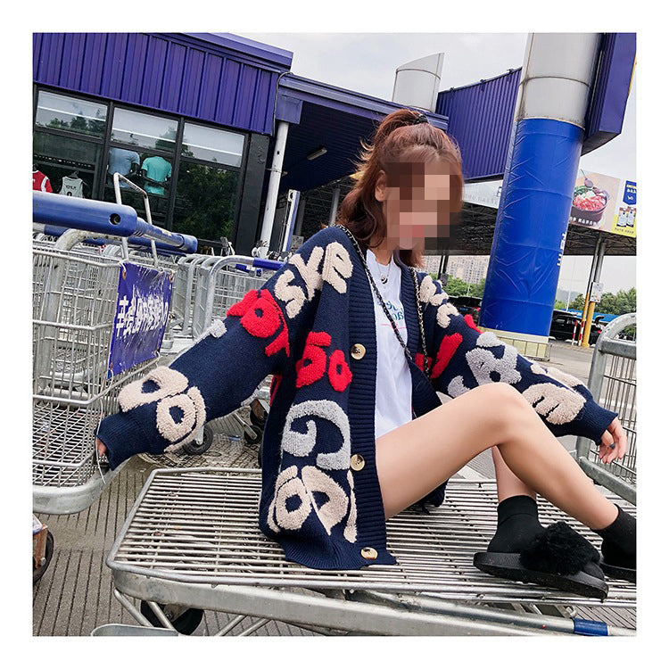 Women Fall/Winter Style Casual Button V-Neck Sweater 4