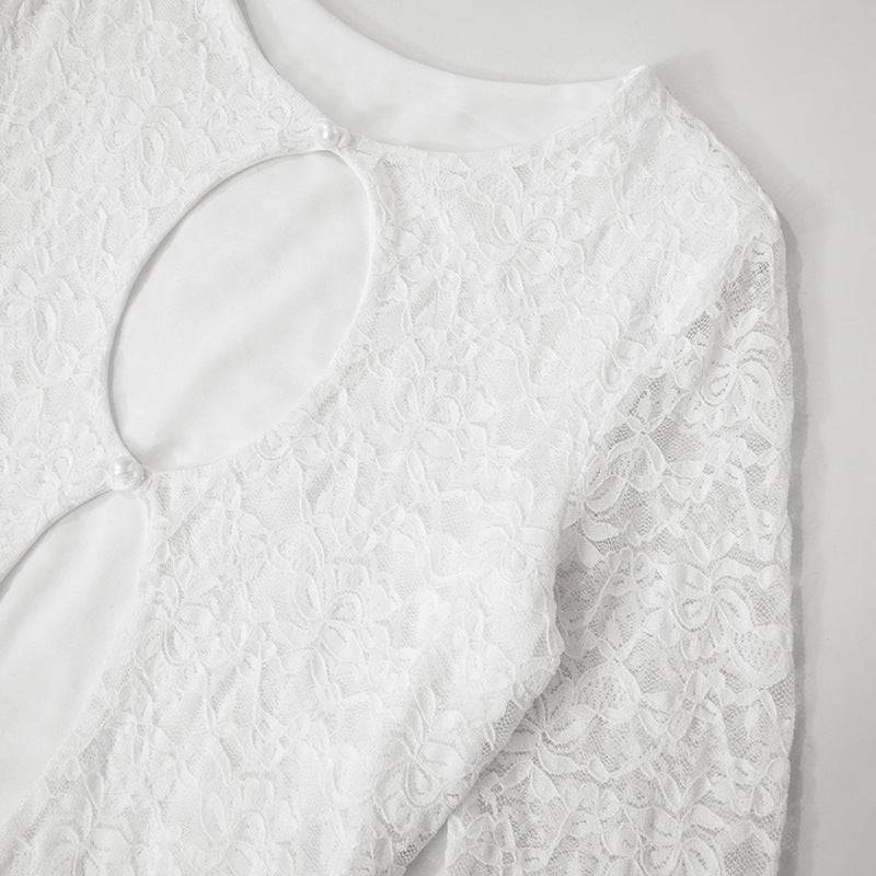 Spring Fashion Women's Slim Hollow Lace Patchwork Sexy Dress 13