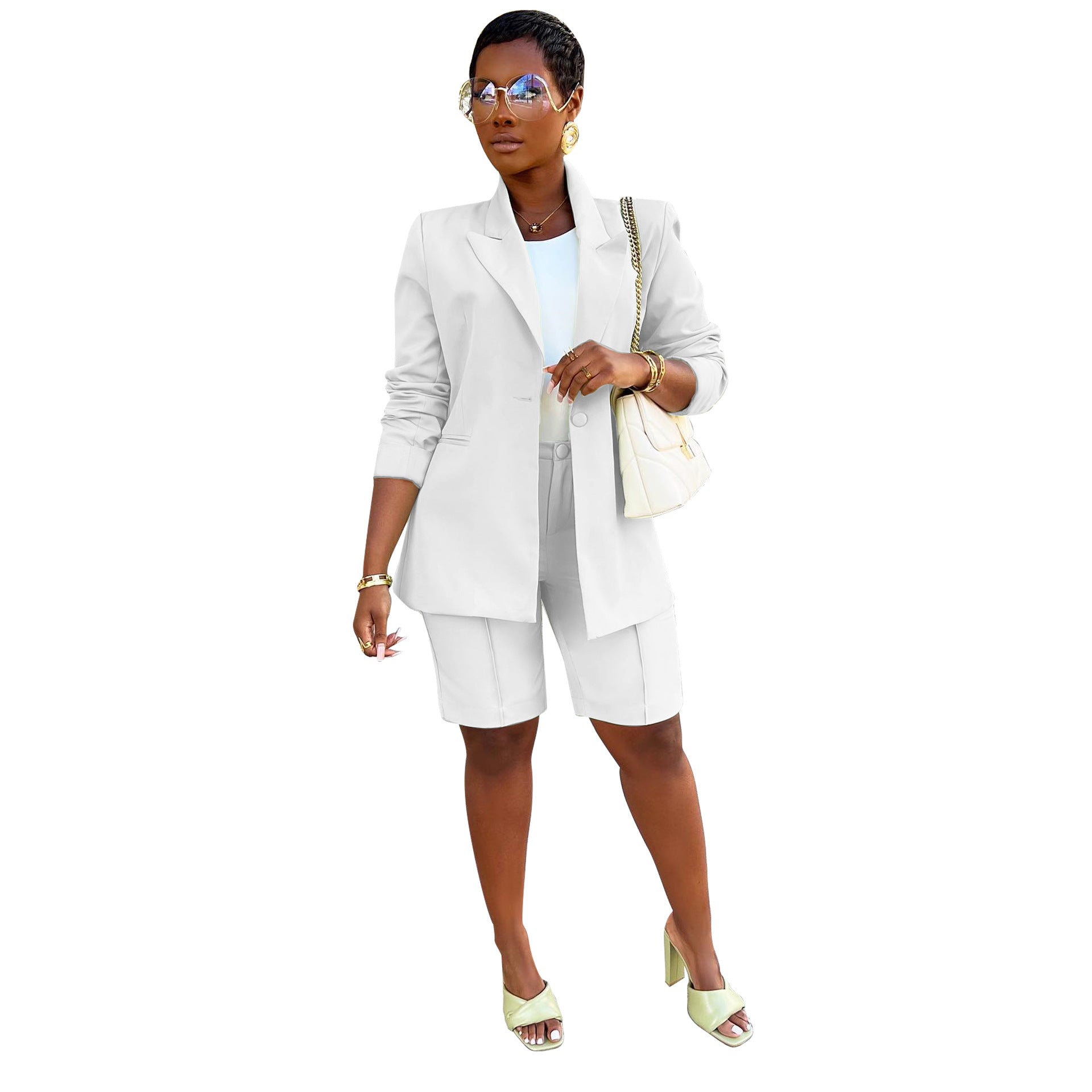 Women Career Blazer and Shorts Two-Piece Set 13