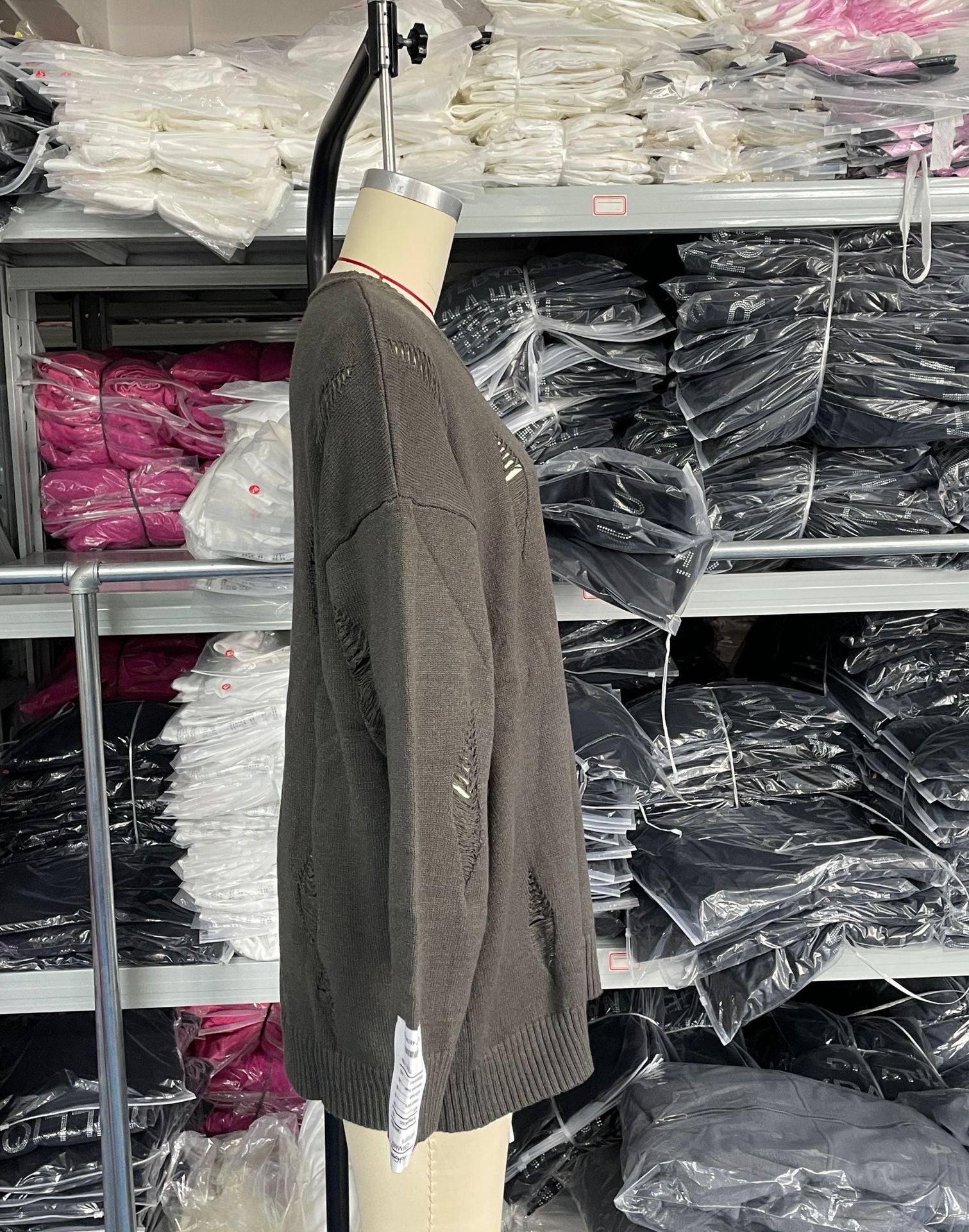 Women Casual Ripped Round Neck Loose Long Sleeve Sweater 16