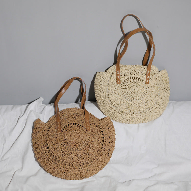 Fashion Straw Bag Shoulder Women's Bag Beach Holidays Bag Large Capacity Tote Bag 9