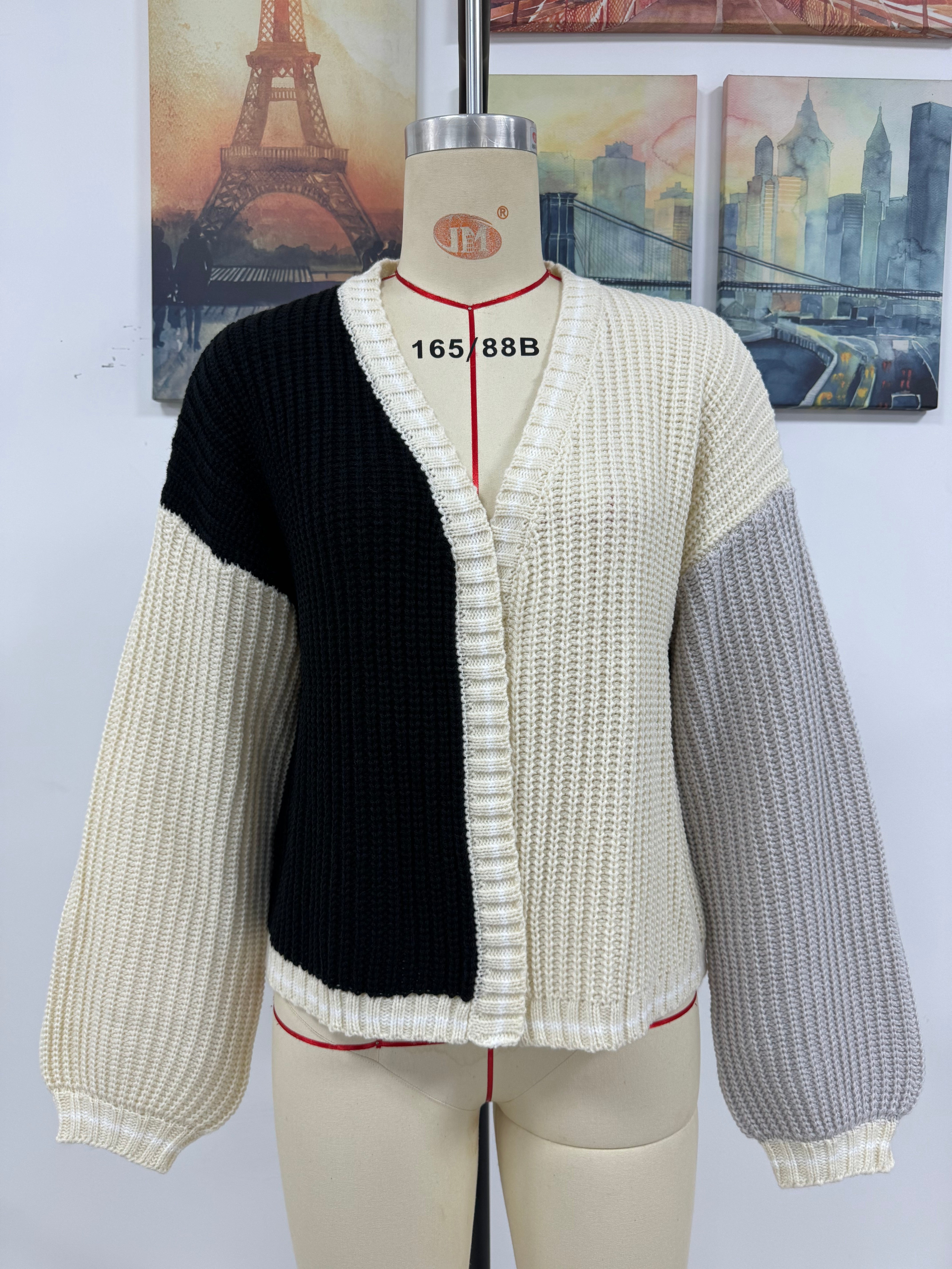 Women Chic Loose Patchwork Knitting Cardigan Sweater 27