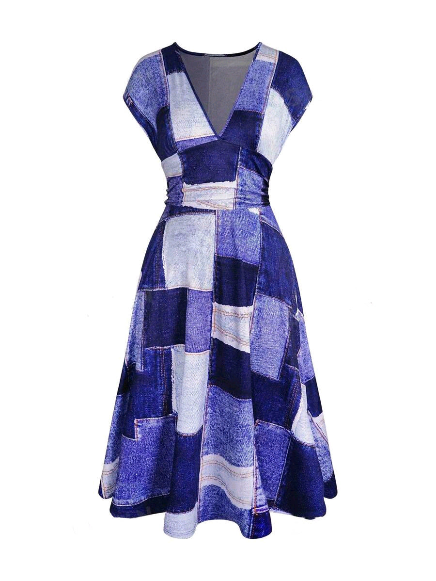 Women printed v-neck sleeveless maxi dress 6