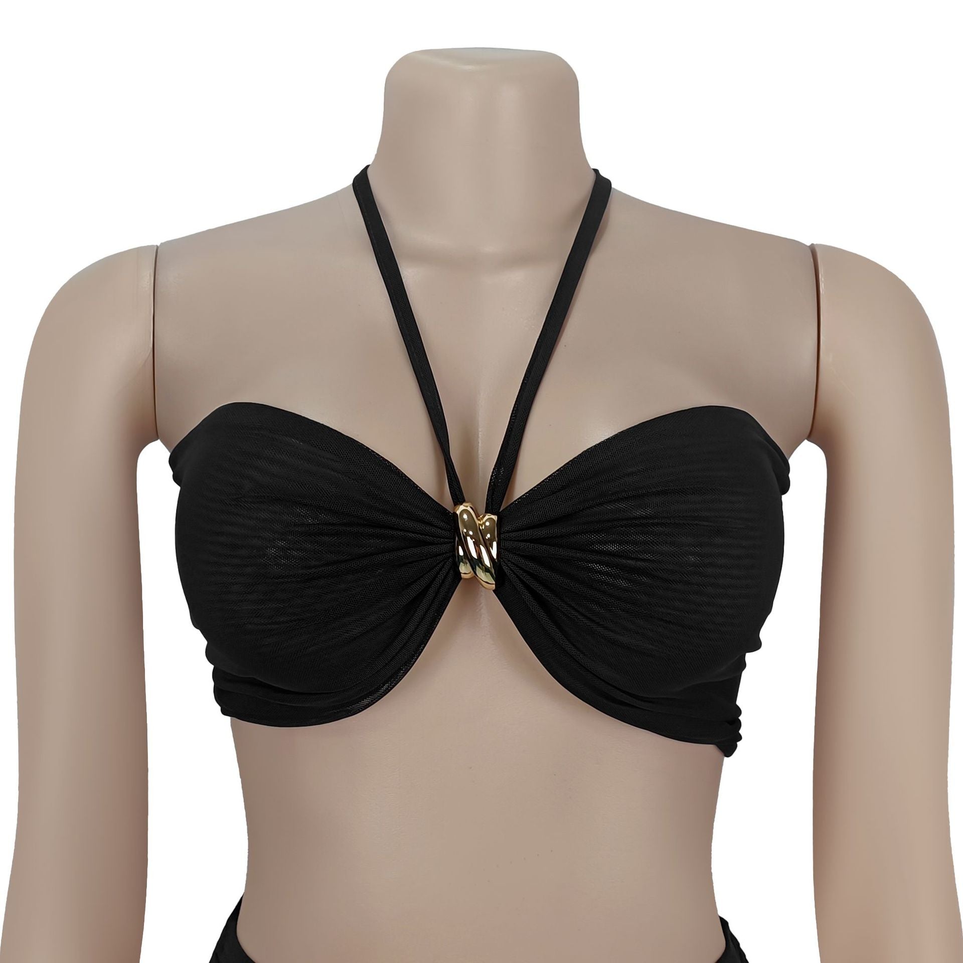 Sexy Strapless Ruched Mesh Mermaid Long Skirt Set 16