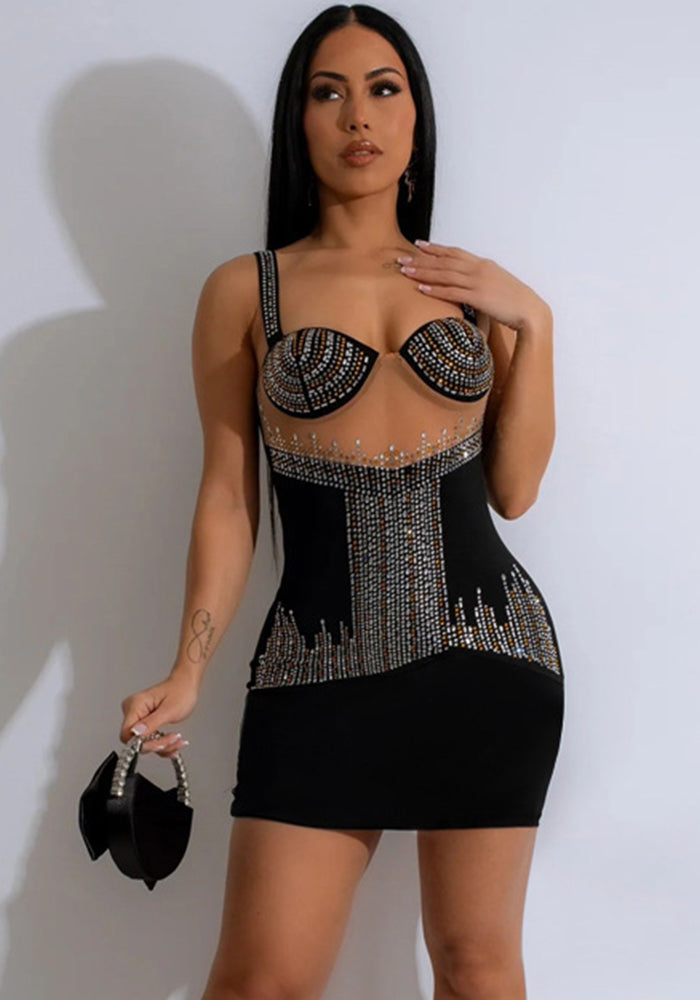 Women sexy suspender See-Through Bodycon dress