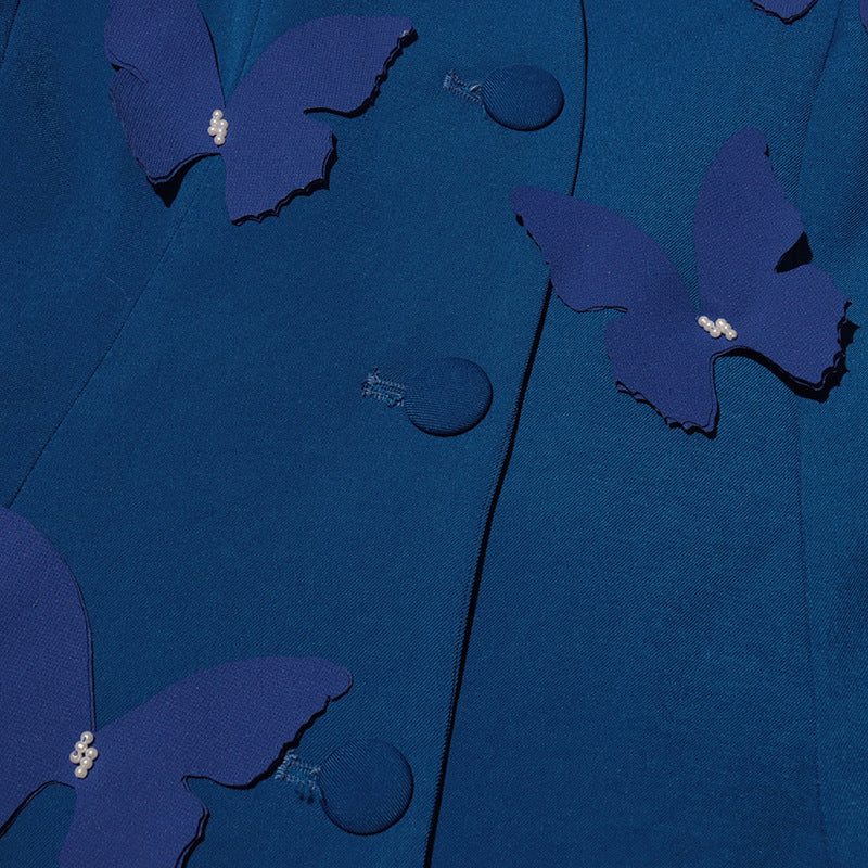 Women Elegant Butterfly Blazer Jacket + Pleated Skirt Two-piece Set 19