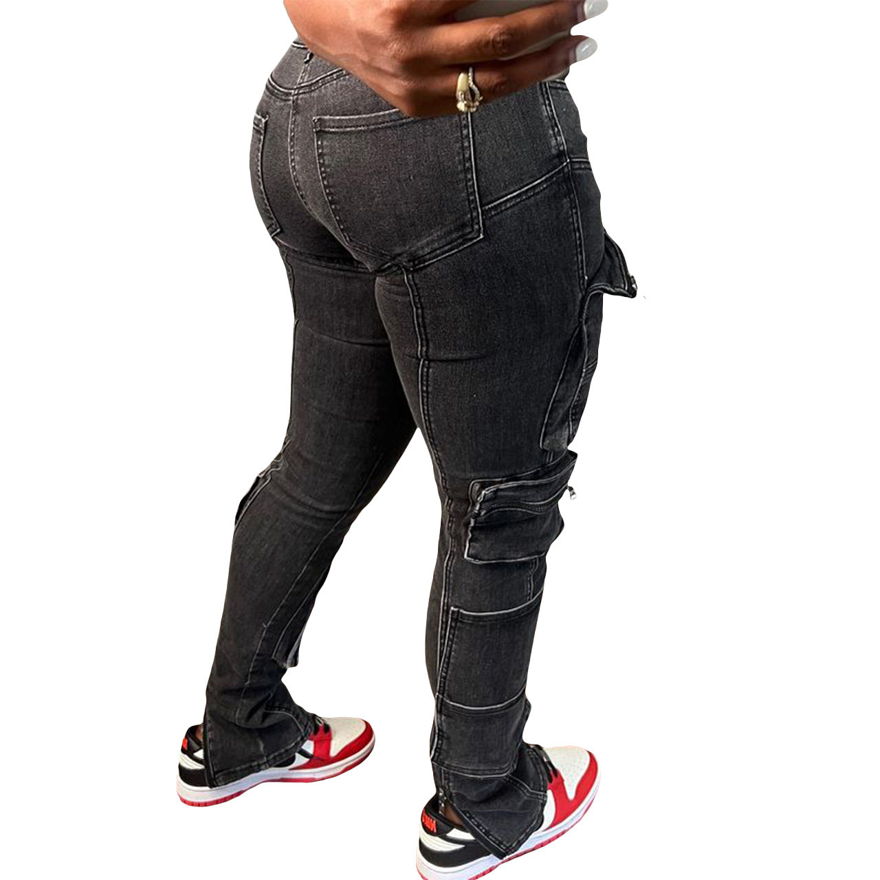 Autumn And Winter Jeans Multi-Pocket Casual Cargo Denim Pants 6