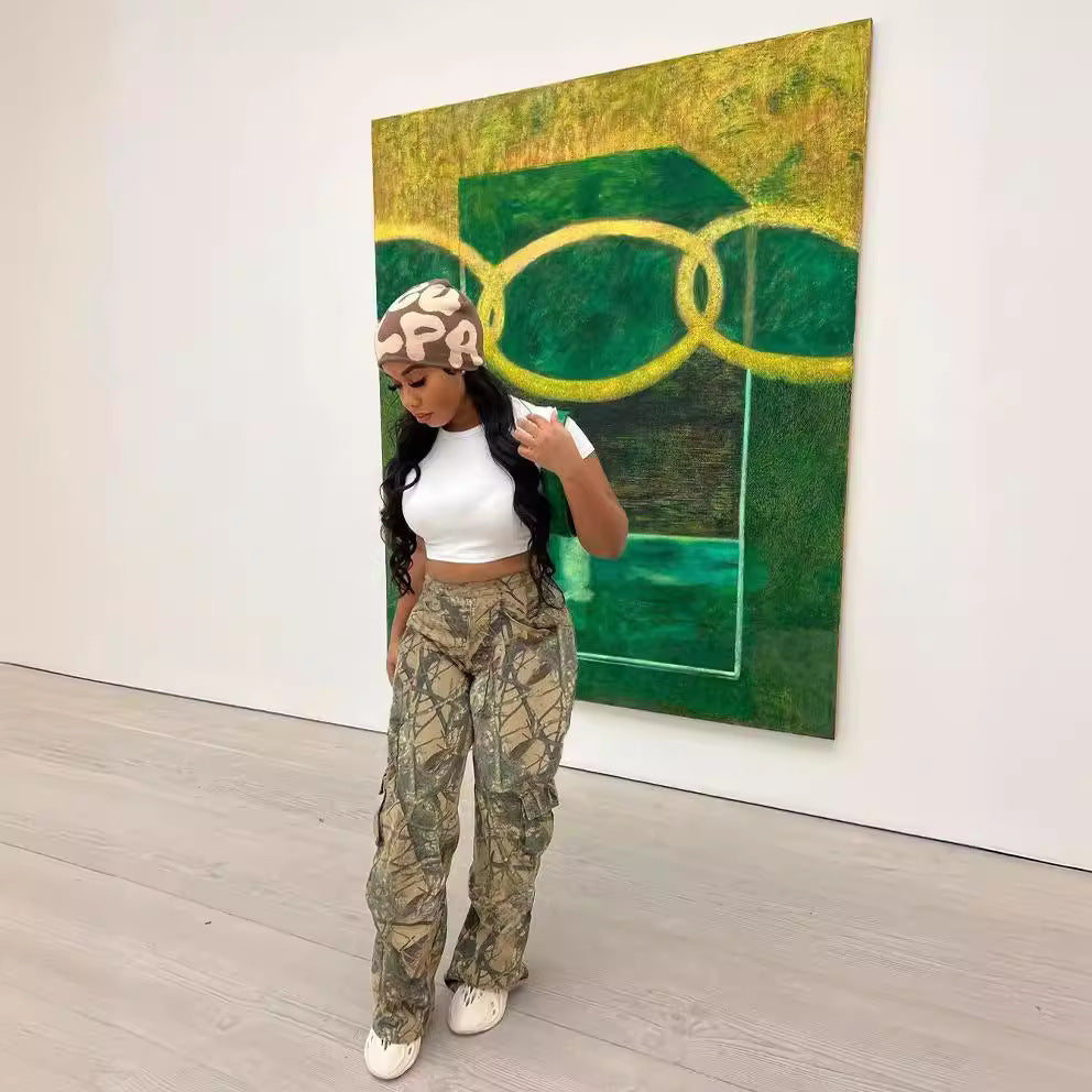 Women's Fashion Casual Camouflage Print Cargo Pants 4