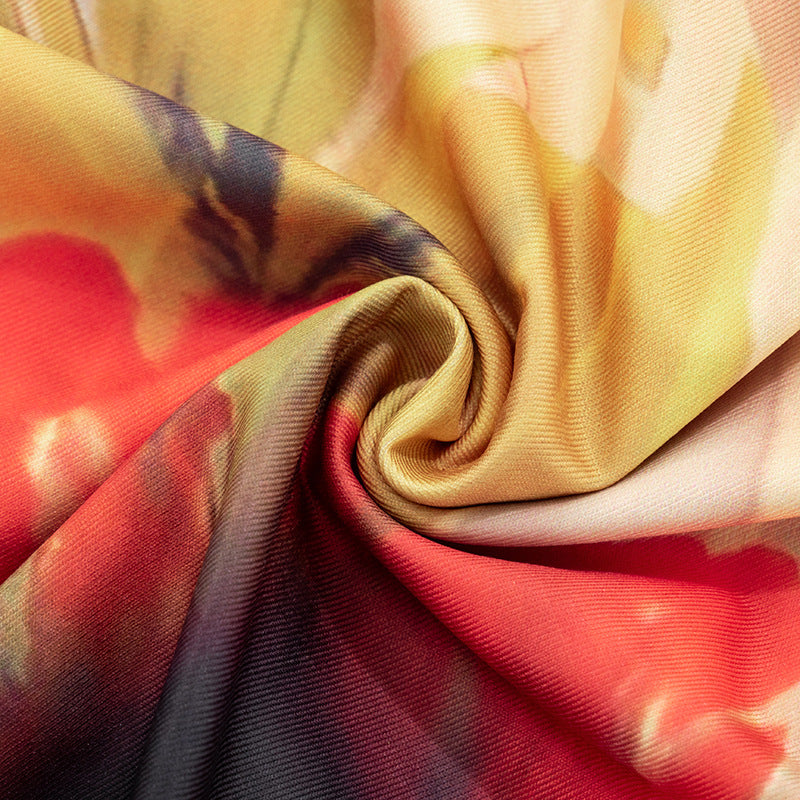 Women Body Painting Print Round Neck Long Sleeve Leg-Connected Jumpsuit 21