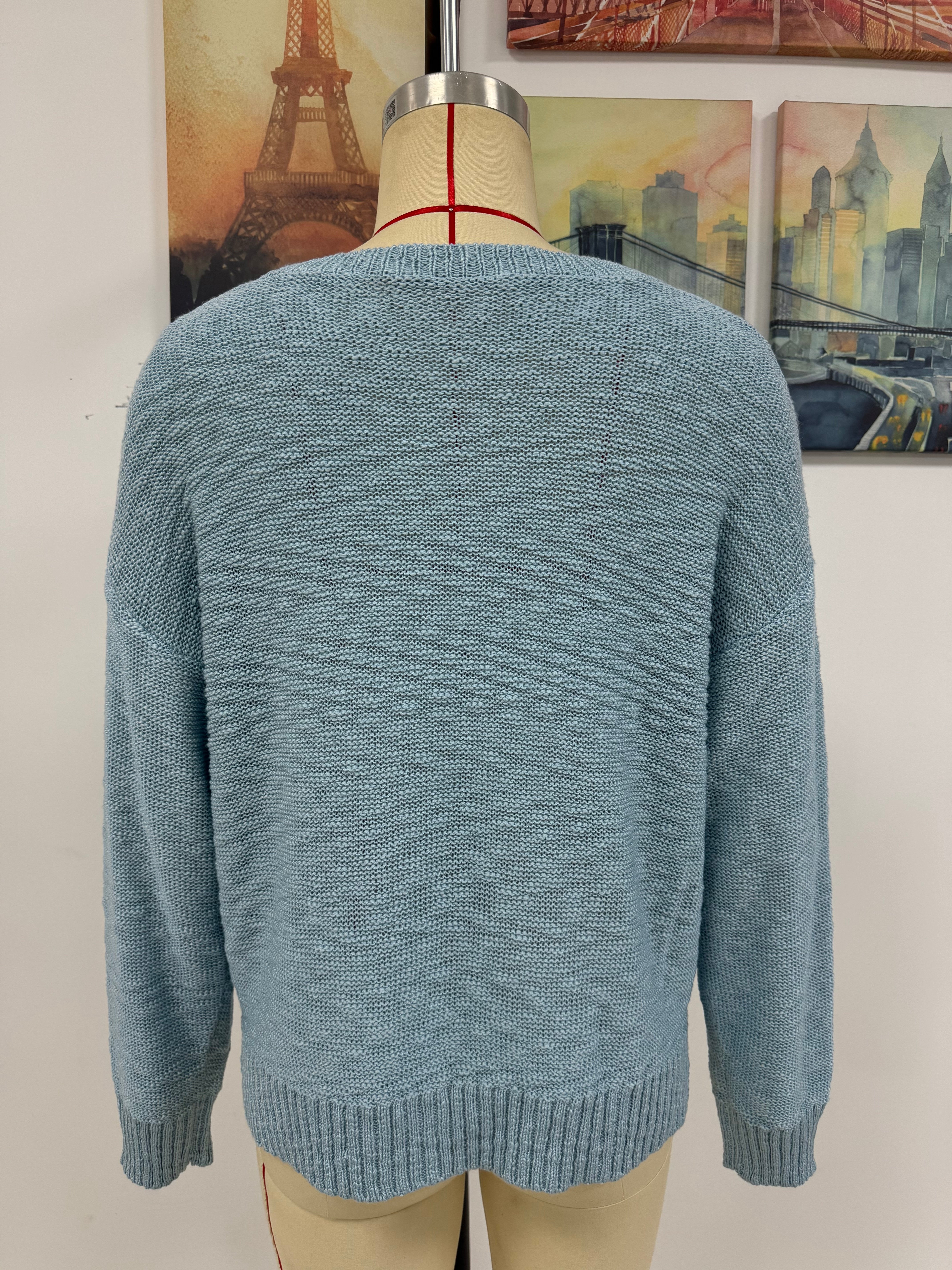 Women Knitting Round Neck Letter Long Sleeve Sweater 11