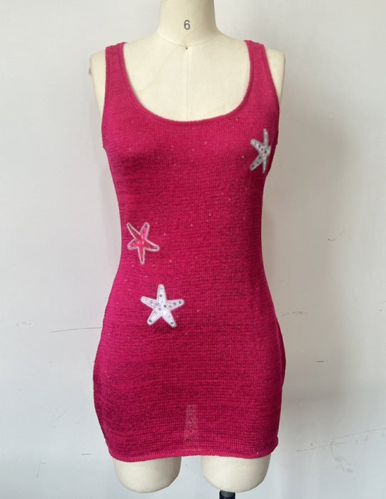 Summer Women's Sexy Knit Sequin Star-Pattern Mini Dress 10