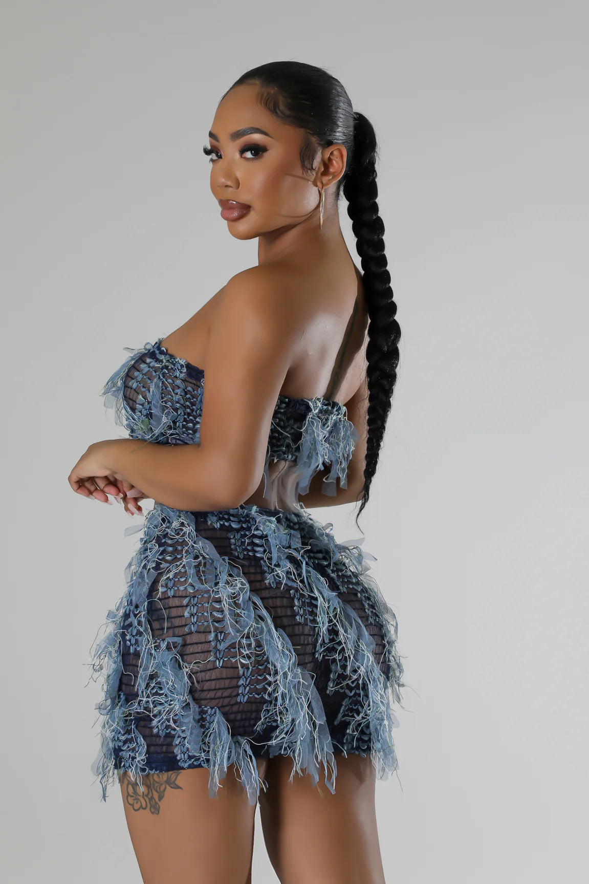 Women's Strapless High-Waist Slim Fit Sexy Mini Skirt Set 9