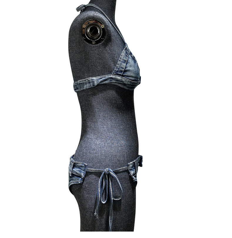 Women Sexy Denim Bikini Beach Swimwear Two Pieces 14