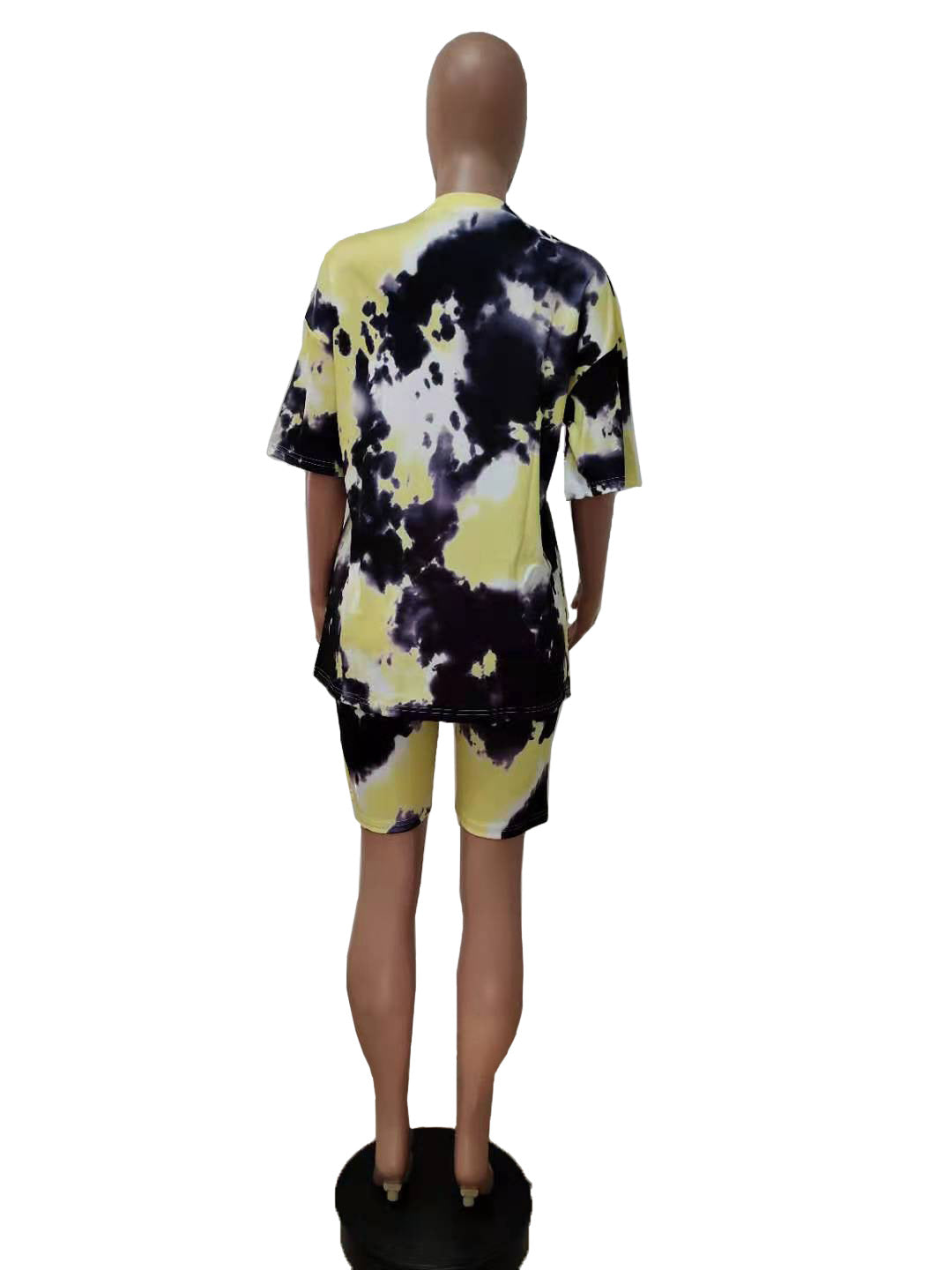 Summer Women's Tie Dye Suit Short Sleeve Shorts Splatter Print Suit 13