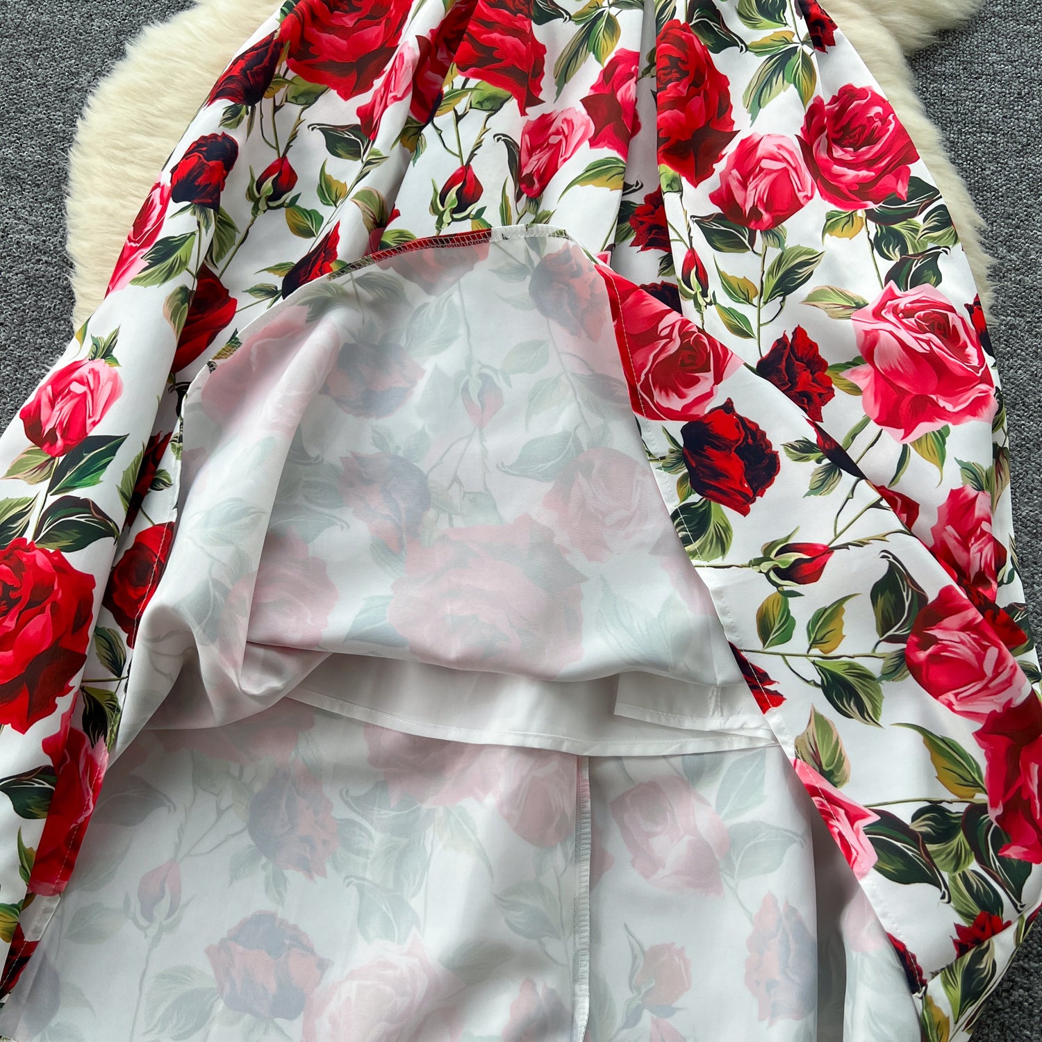 Fashion Printed Round Neck Slim Waist Pleated Flare Sleeveless Mini Dress 23