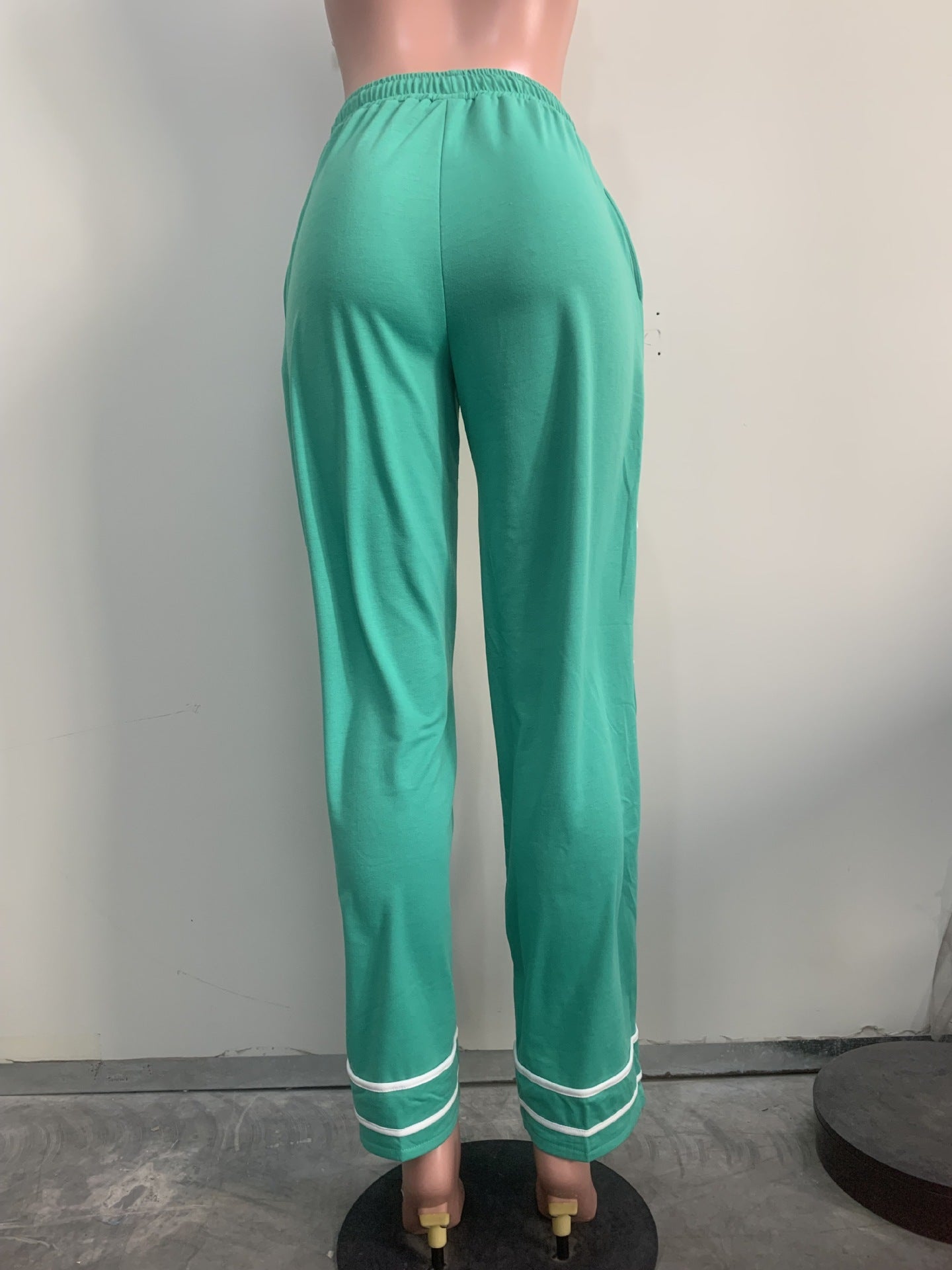 Women Solid Patchwork Lace-Up Casual Pants 9