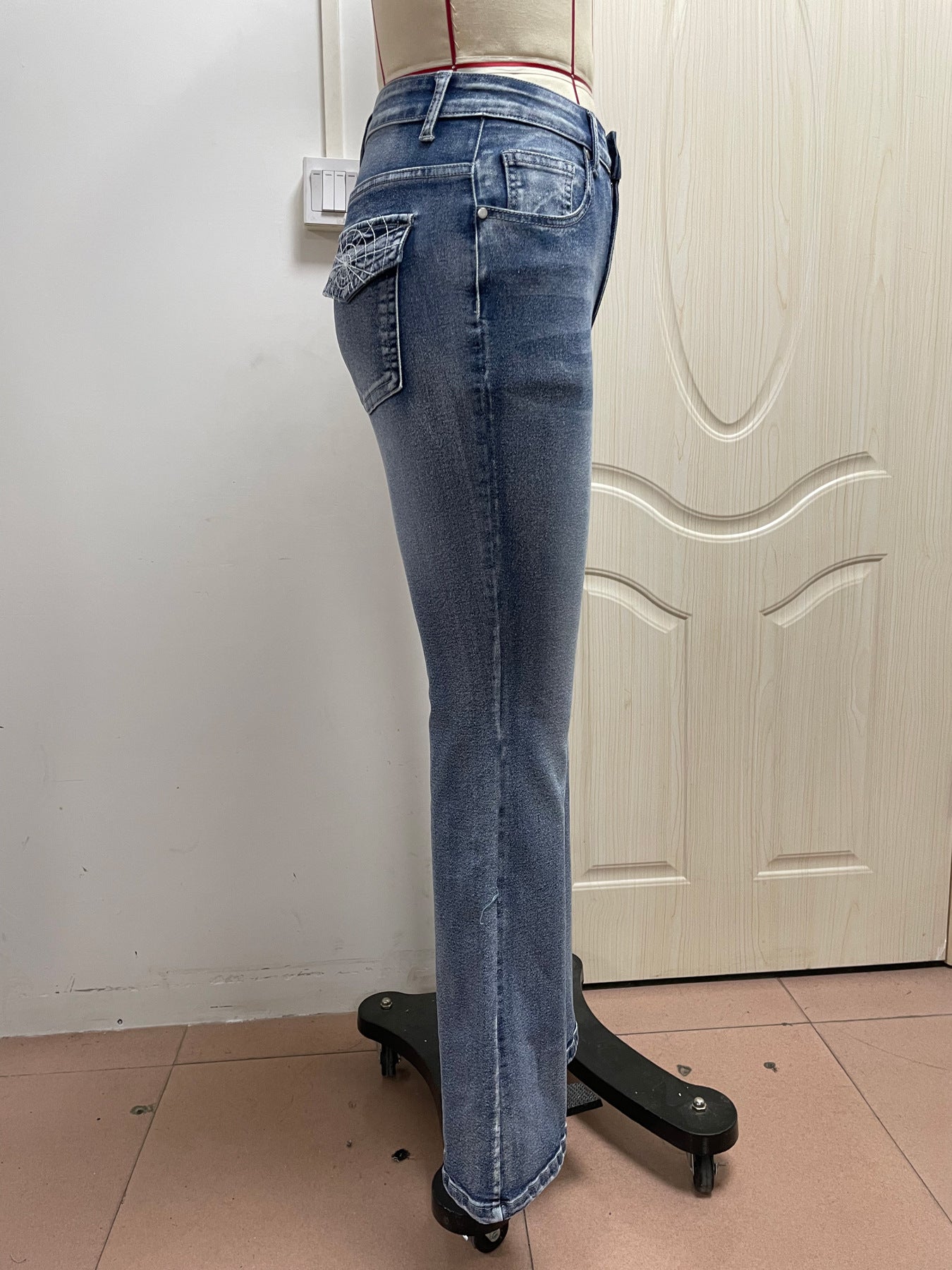 Embroidered Denim Trousers Fashionable Denim Flared Pants 9