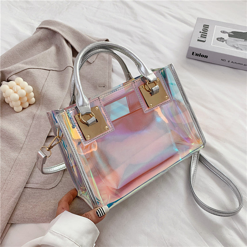 Women's Trendy Transparent Laser Pvc Handbag Crossbody Bag Shoulder Bag 8