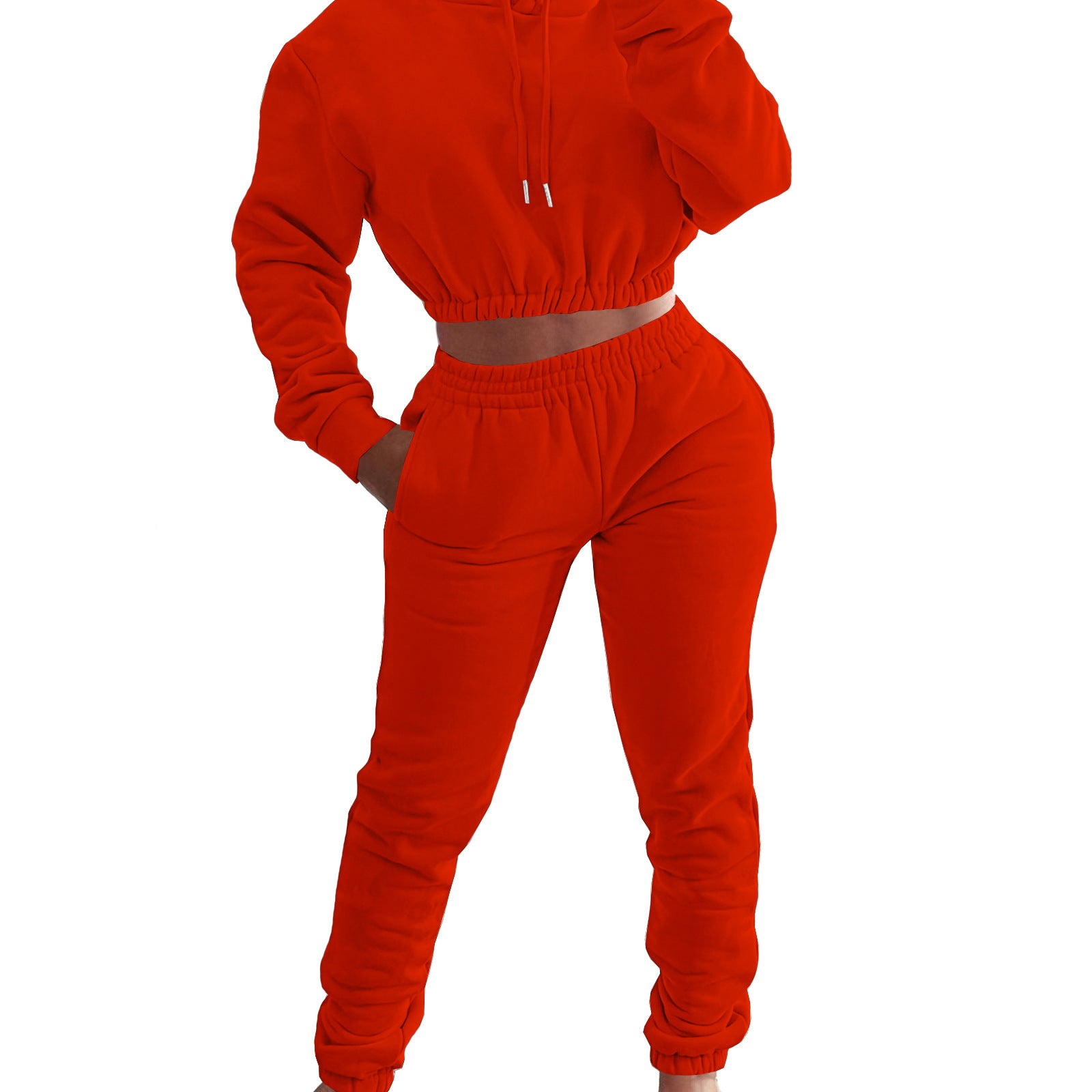 Women's Spring And Winter Velvet Sports Casual Hoodies Jogging Pants Two-Piece Set 19