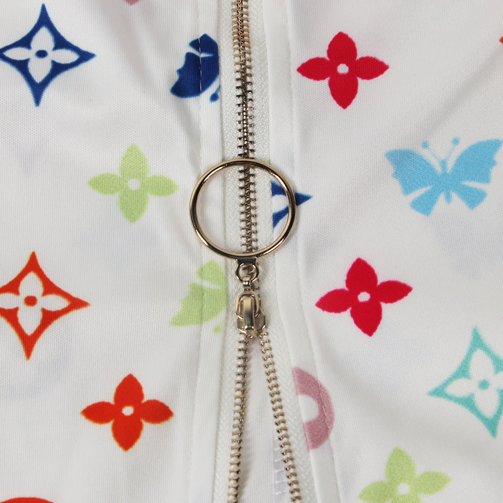 Sexy Women's Print Long Sleeve Tight Fitting Jumpsuit 35