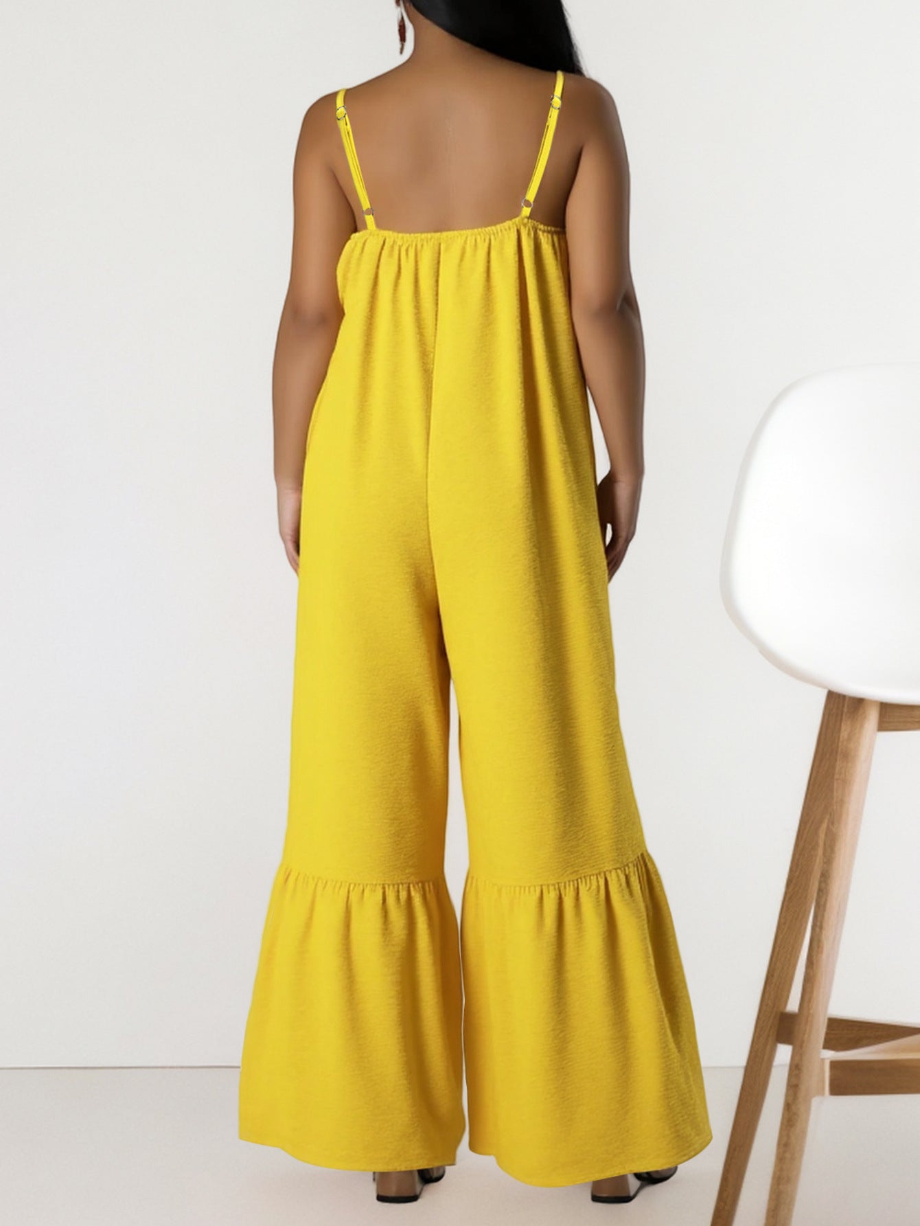 Women's Fashion Solid Color Strap Sleeveless Casual Loose Jumpsuit 5