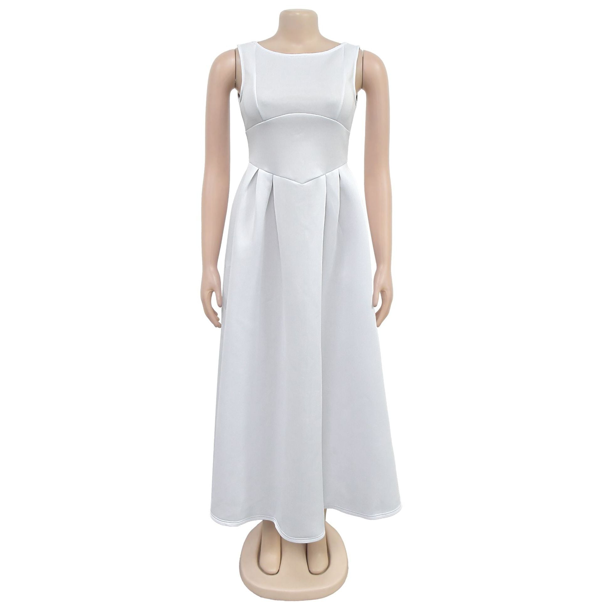 Fashionable women's Low Back retro sleeveless Backless A-line long dress 33