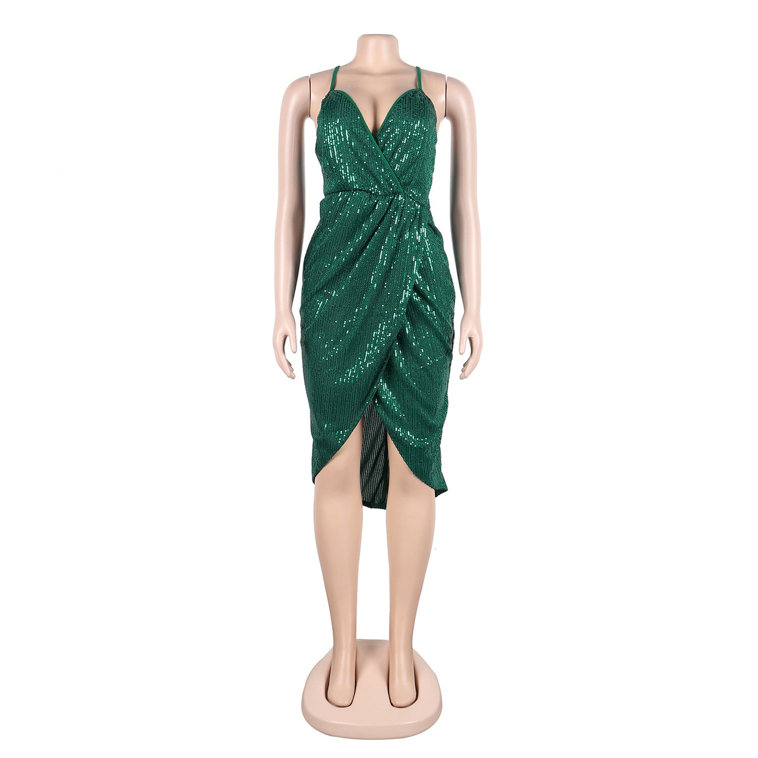 Sexy sequin strap slit dress nightclub dress 41