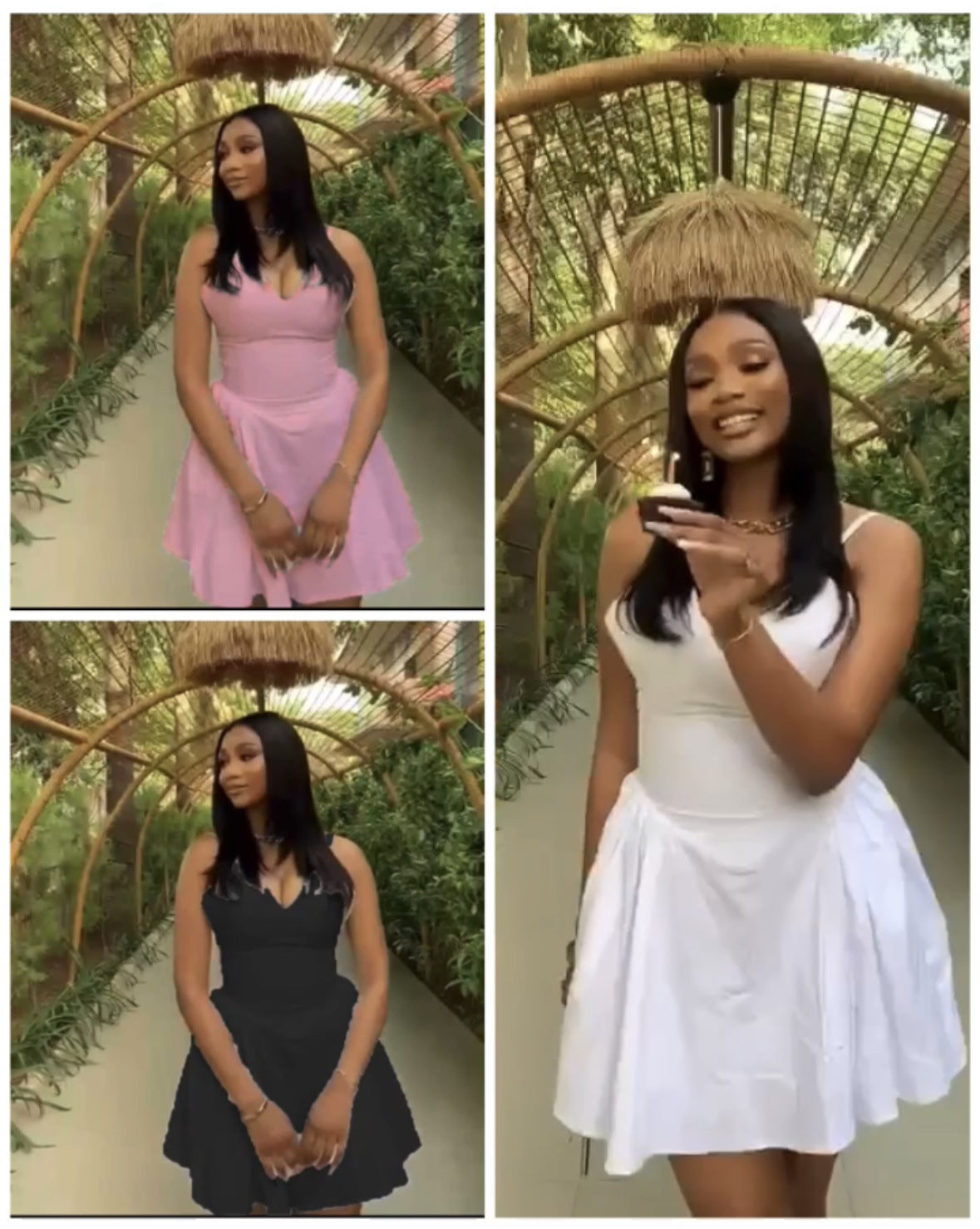 Women Solid Suspender V-neck Sexy Backless Dress 9