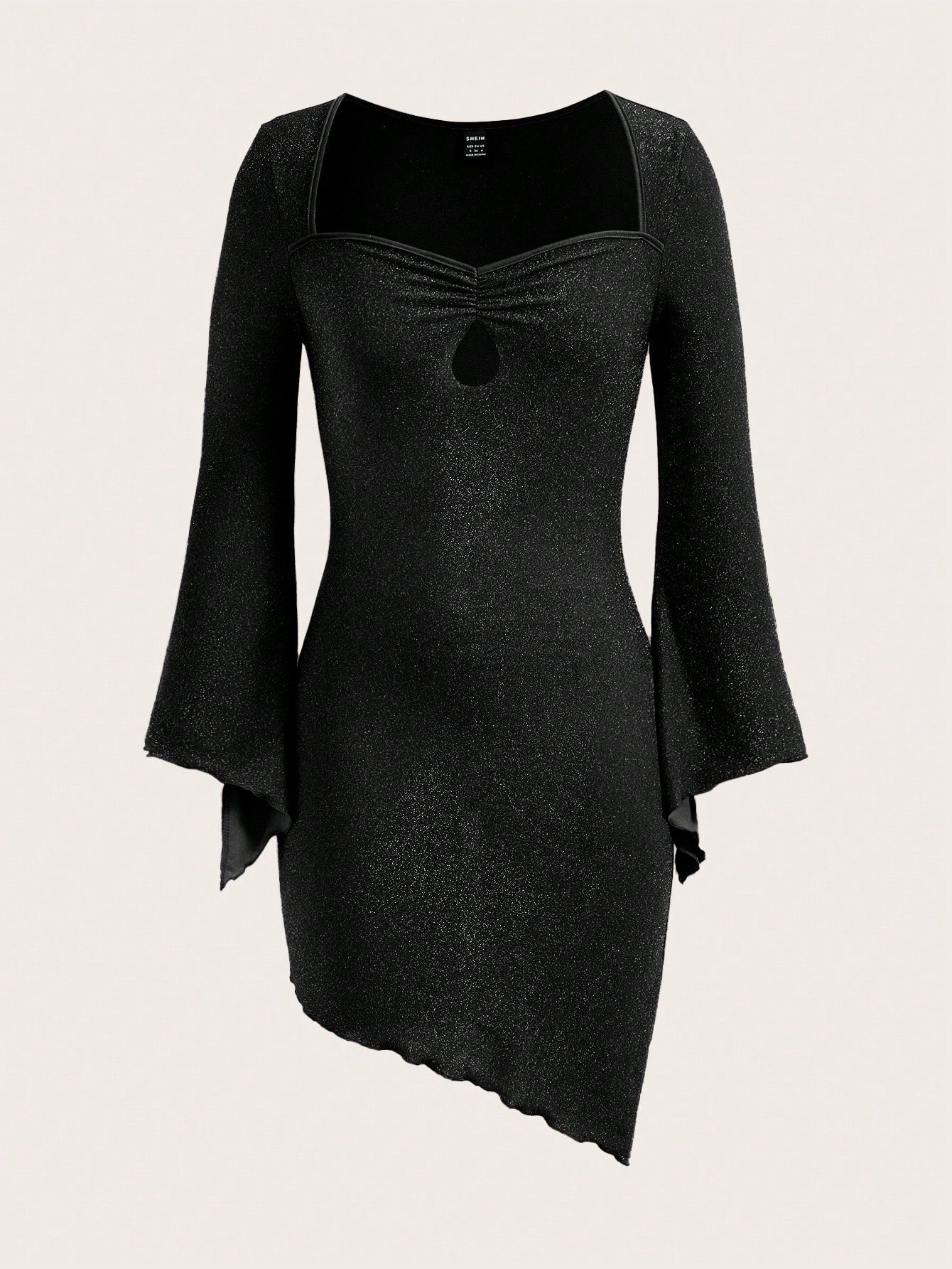 Sexy Solid Quare Neck Long Sleeve Dress 7