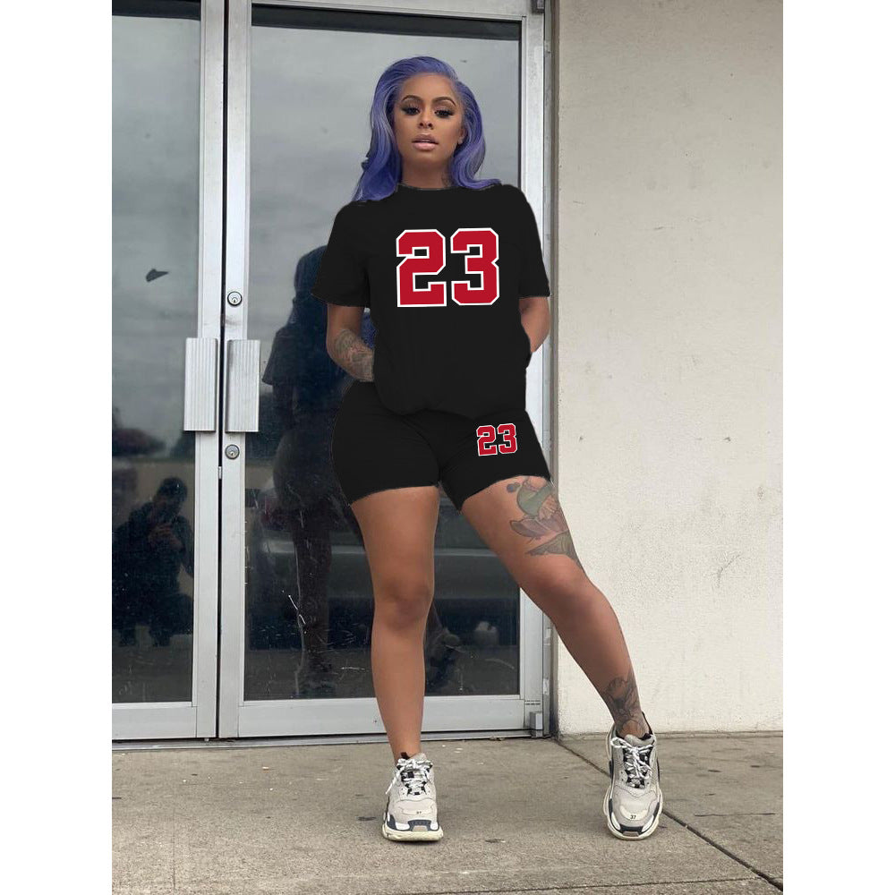 Plus Size Women'S T-Shirt Shorts Set Two Piece Tracksuit 5