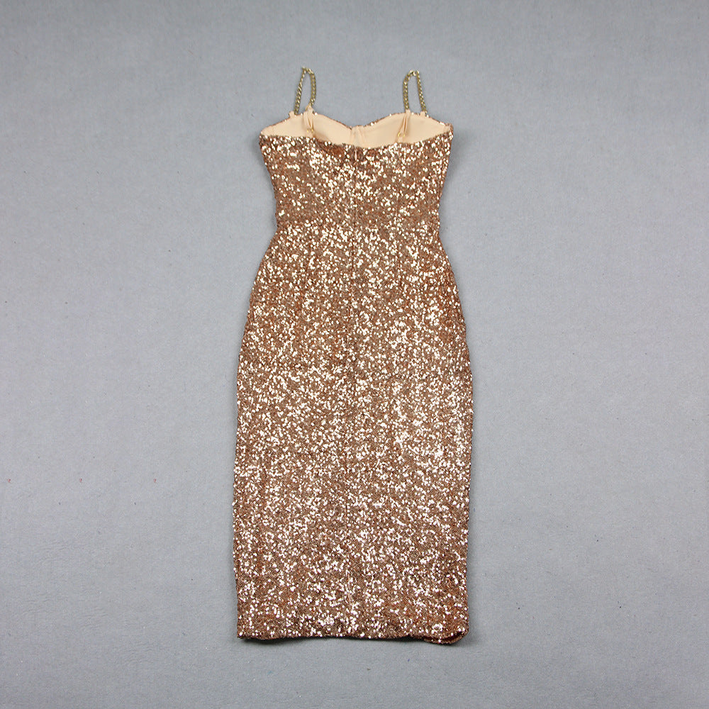 Women Sequin Strapless Off-shoulder Strapless Bodycon Dress 10