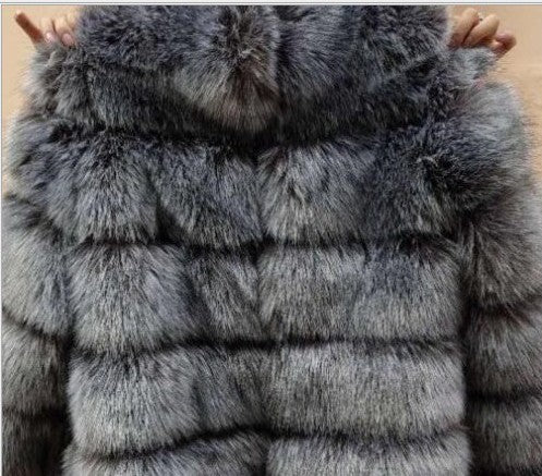 Women's Cropped Long Sleeve Fur Faux Fur Coat 42